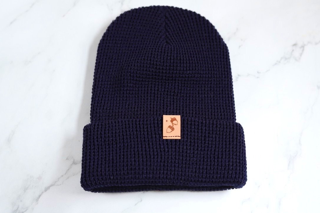 Navy Waffle Knit Beanie