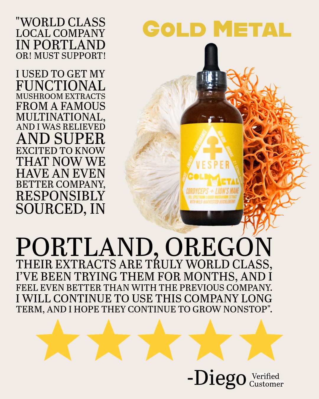 Gold Metal - Cordyceps and Lion's Mane Blend - (4oz./120ML) image 3