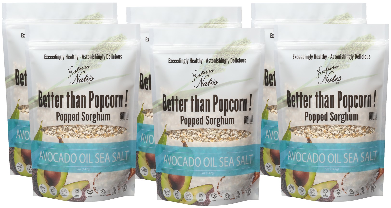 Popped Sorghum Avocado Oil & Sea Salt 5 oz - 6 Pack