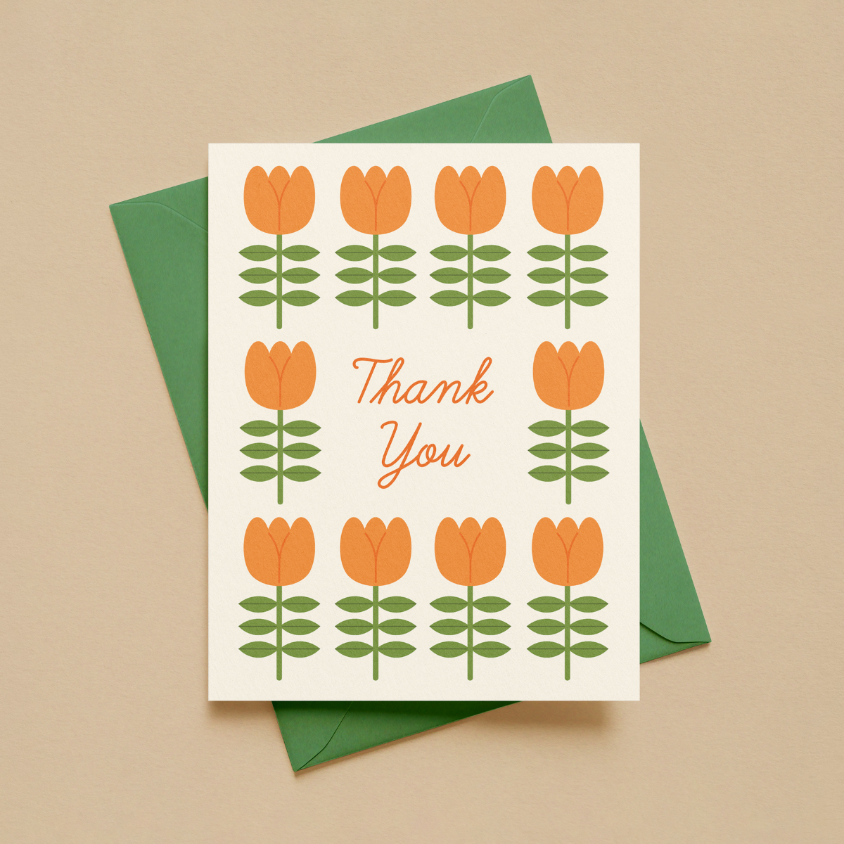 Orange Tulip Thank You Card
