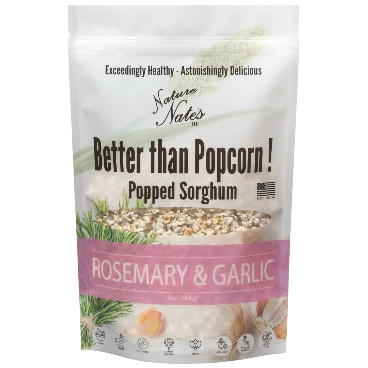 Popped Sorghum Rosemary & Garlic 5 oz (Single Bag) image 1