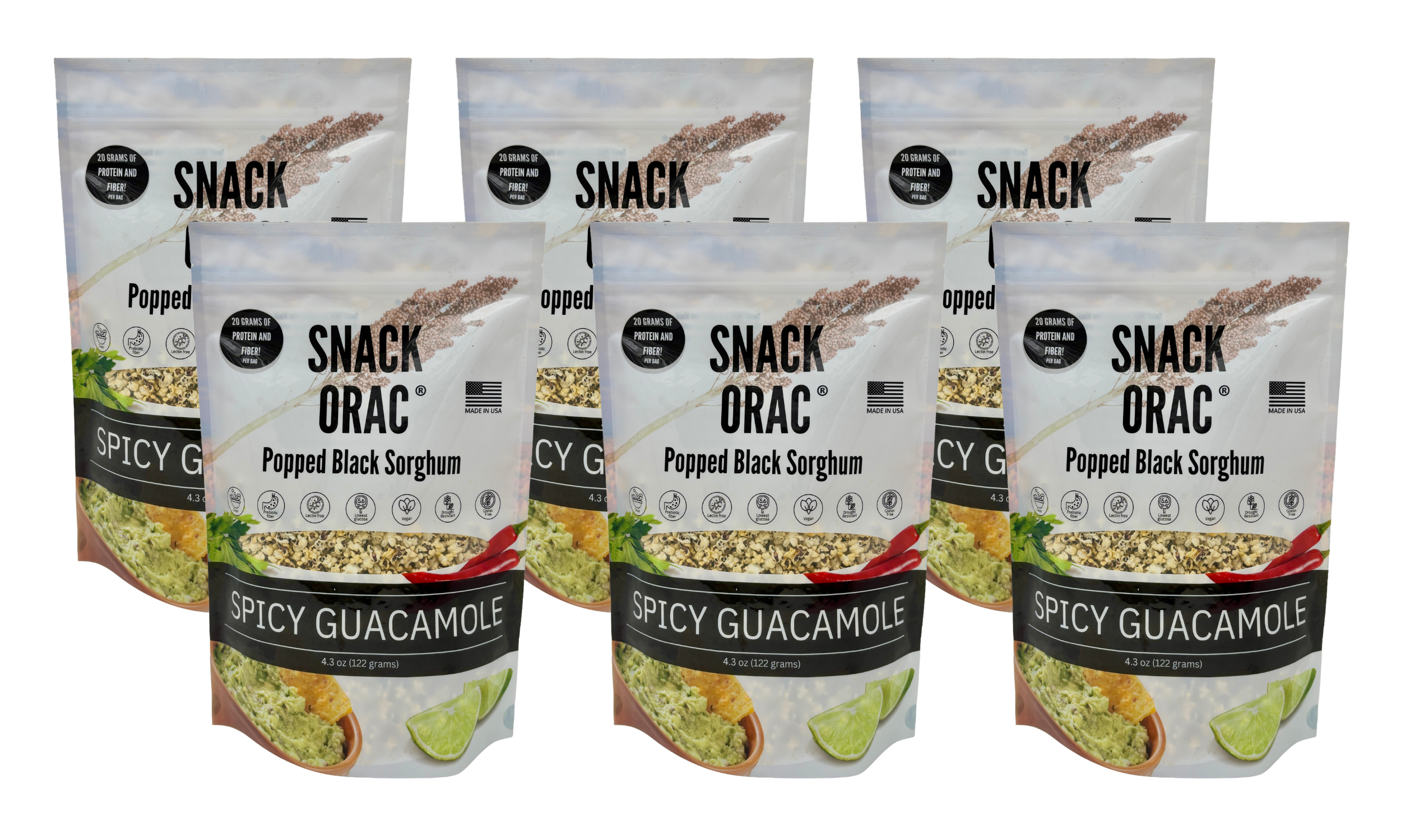 Popped Sorghum Spicy Guacamole 4.3 oz - 6 Pack image 1