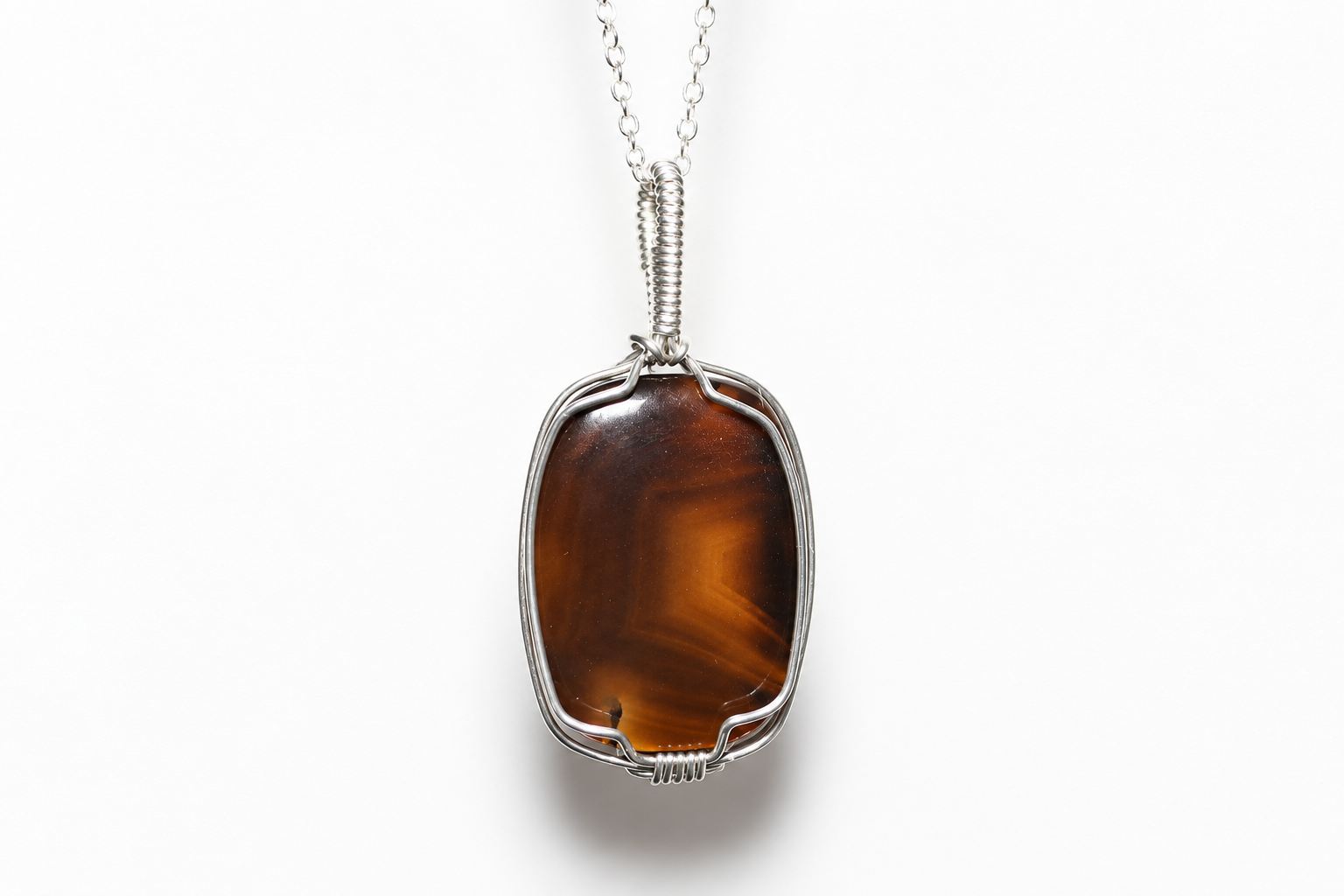 Montana Agate Necklace Argentium Sterling Silver image 1