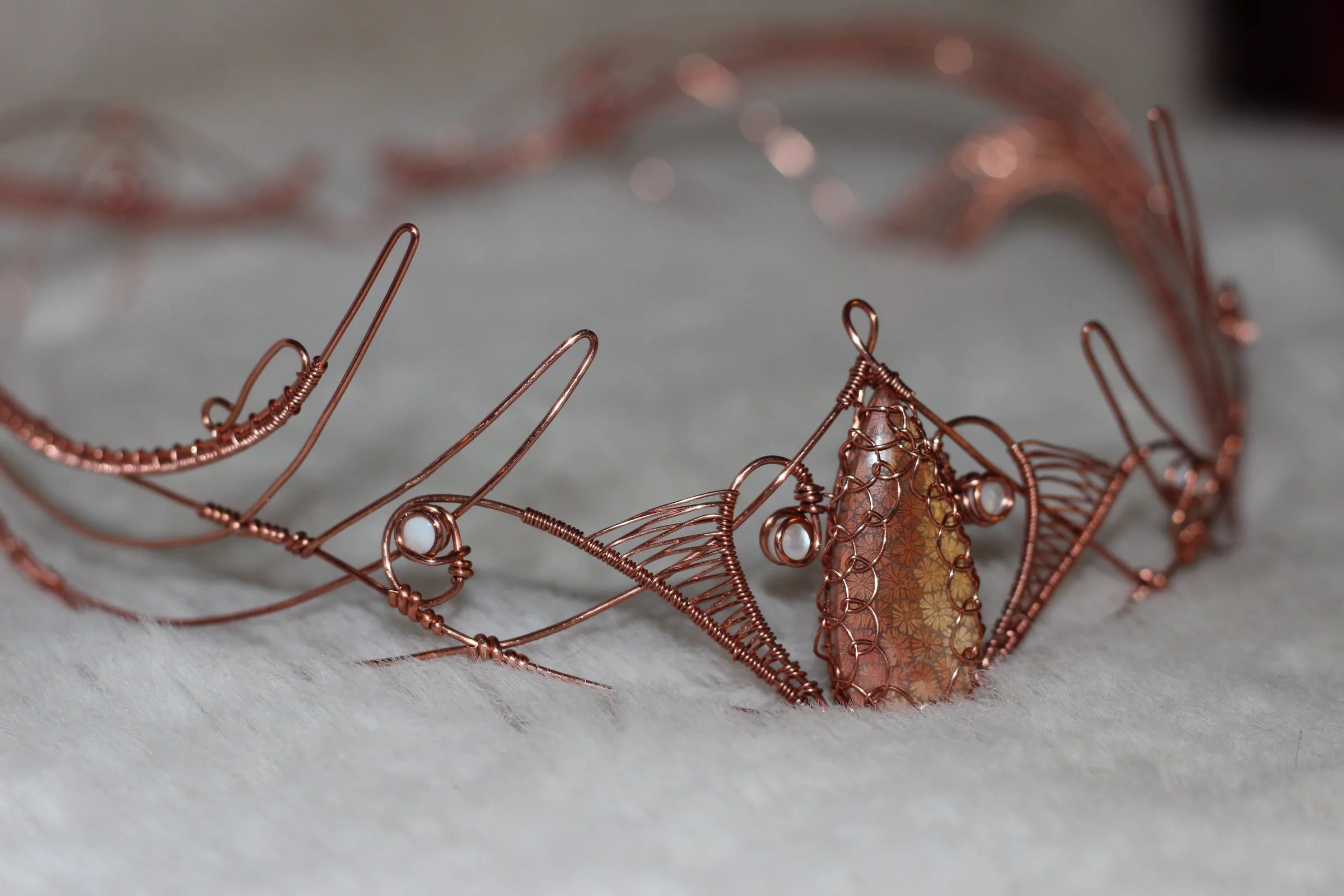 Petrified Coral MOP Tiara Copper