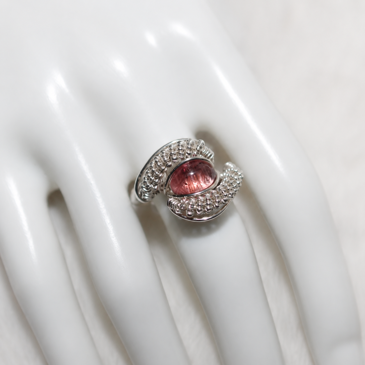 Pink Tourmaline Ring Argentium Sterling Silver image 1