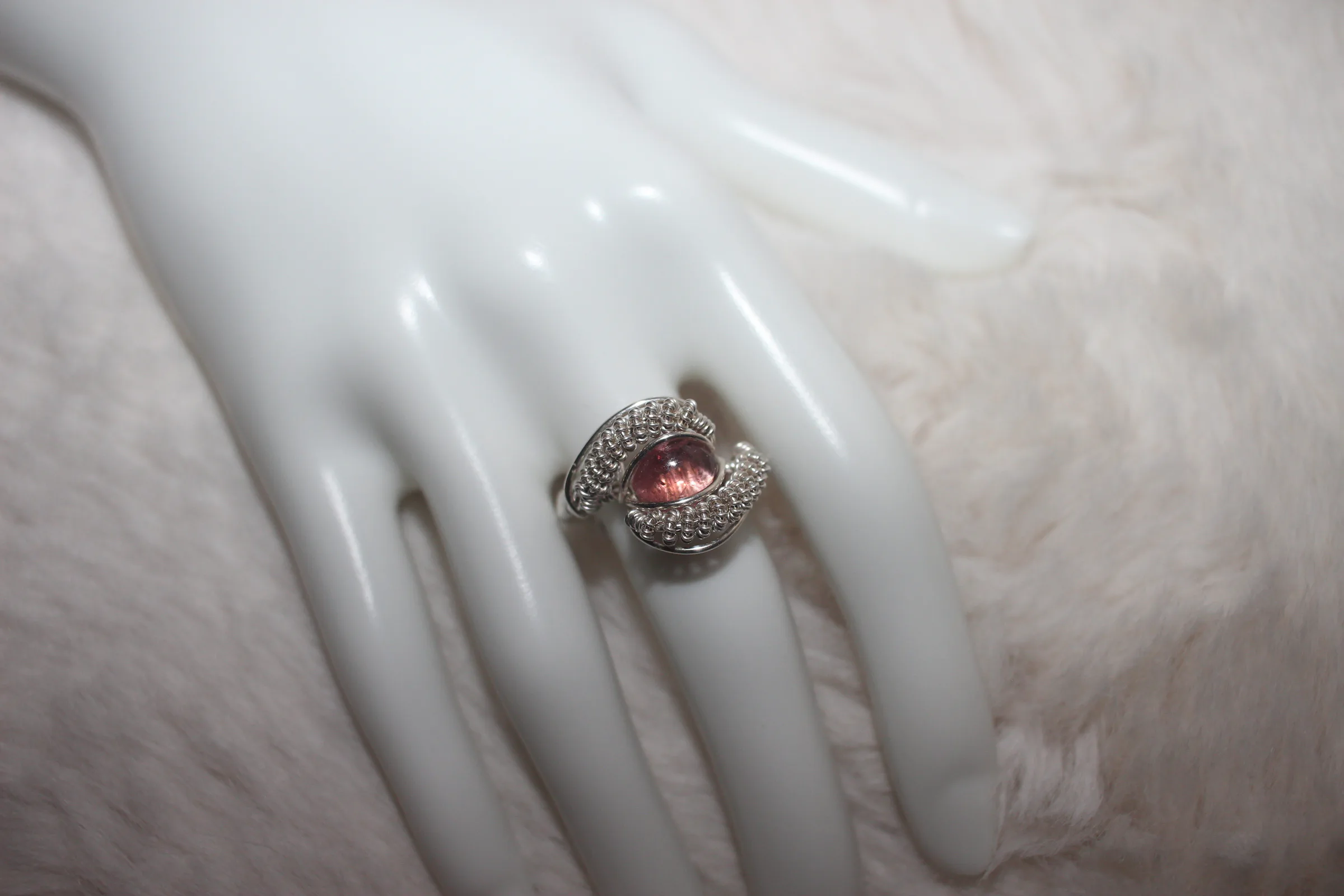 Pink Tourmaline Ring Argentium Sterling Silver image 2