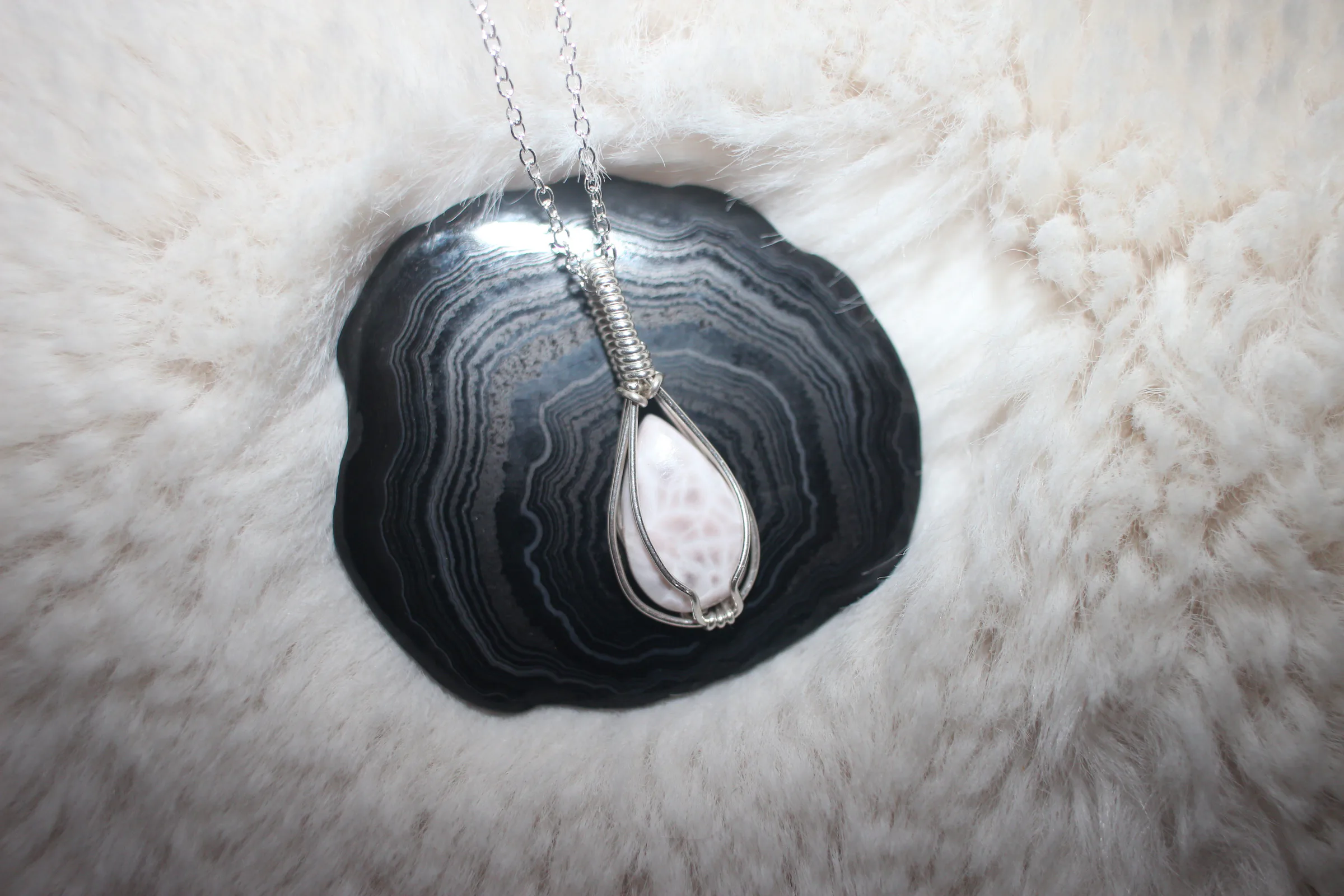 Thomsonite Necklace Argentium Sterling Silver image 1