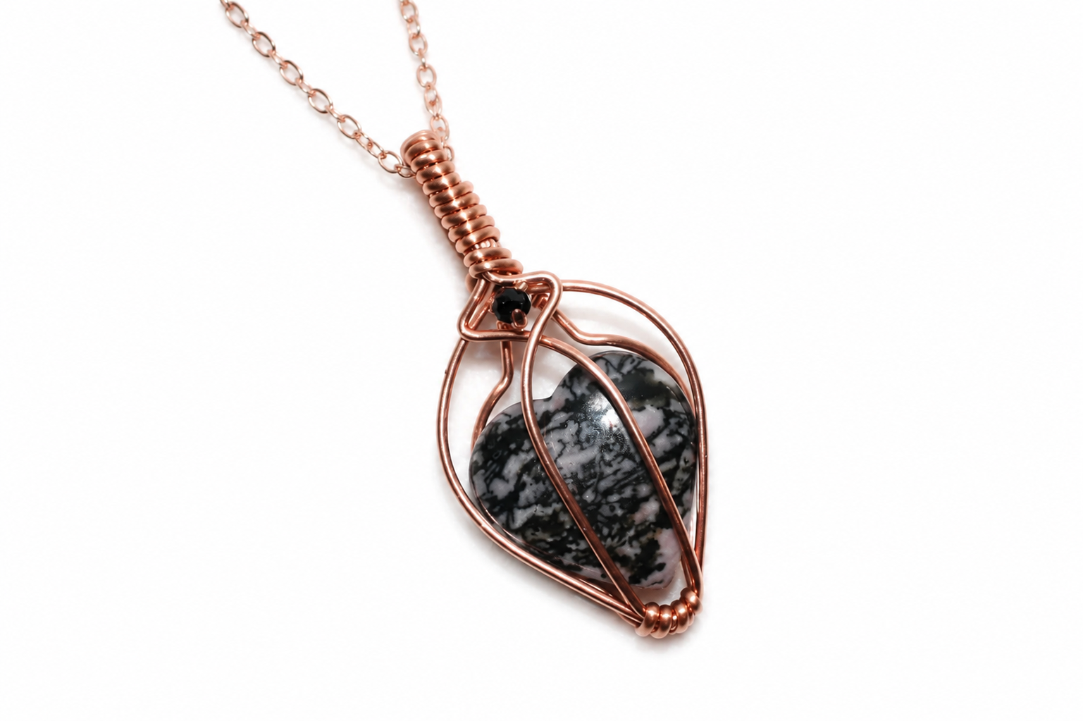 Rhodonite Heart Necklace Copper image 1