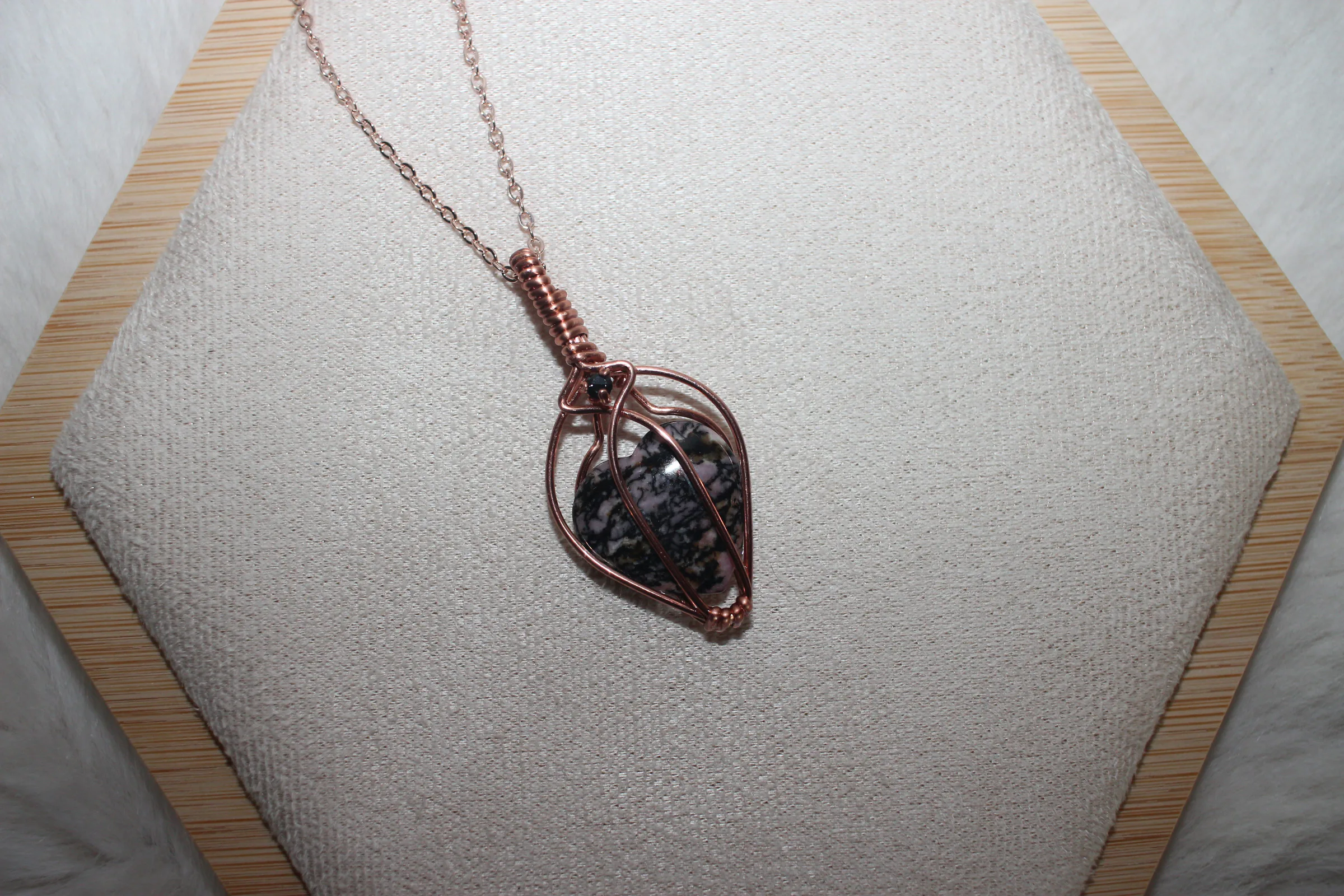 Rhodonite Heart Necklace Copper image 2