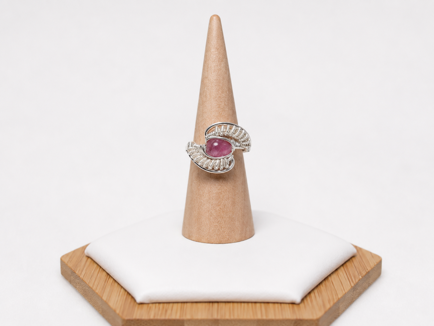 Pink Tourmaline Ring Silver Filled image 1
