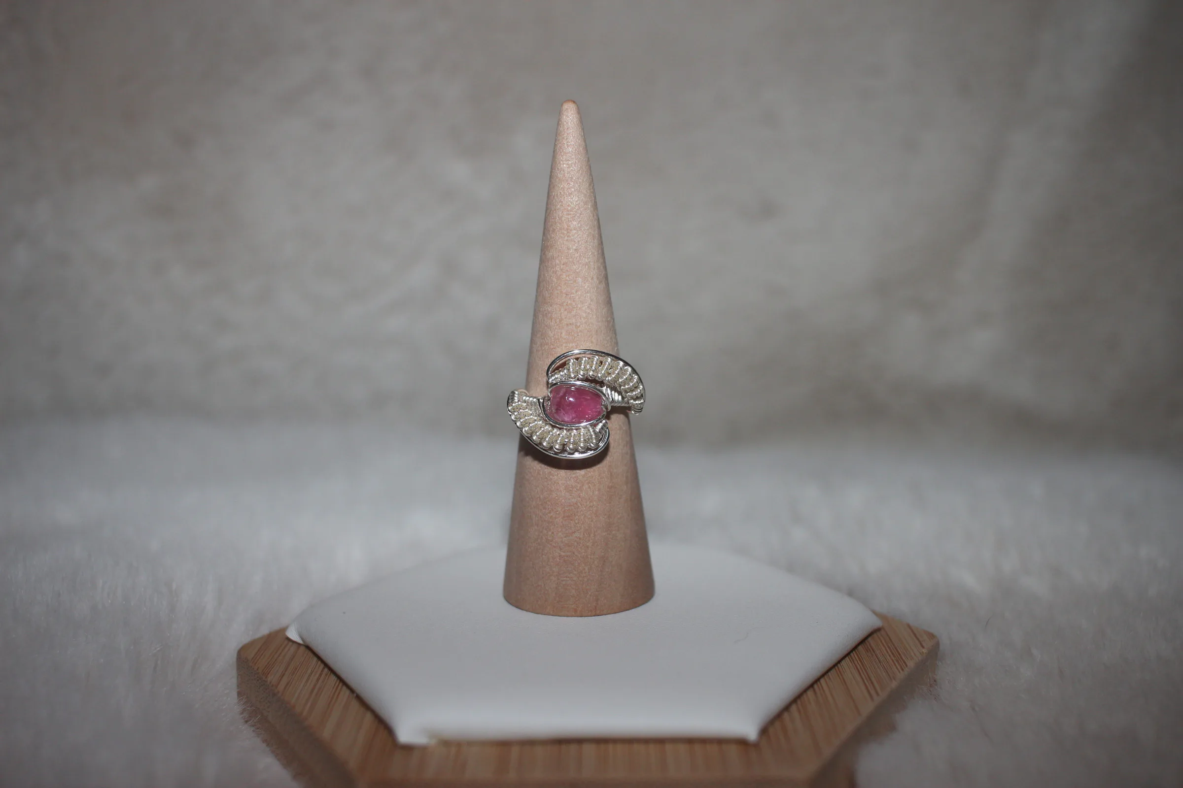Pink Tourmaline Ring Silver Filled image 2