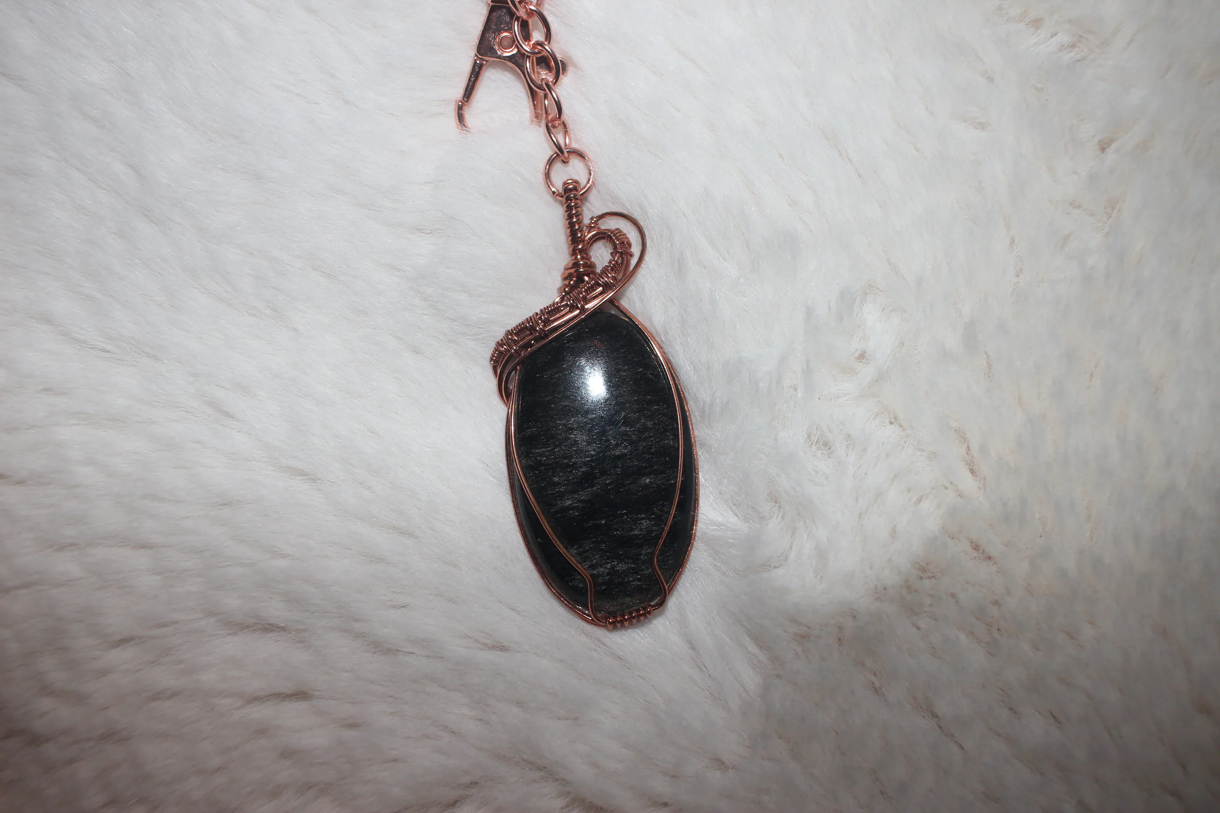 Silver Obsidian Key-chain Copper image 1