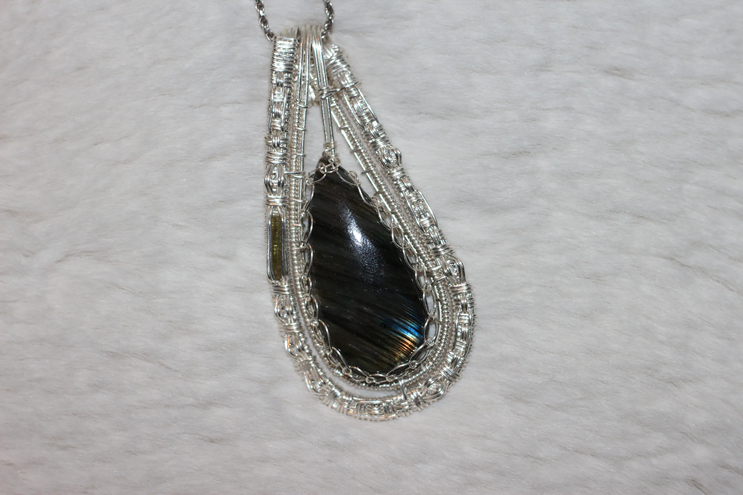 Labradorite Tourmaline Necklace Silver Filled image 2