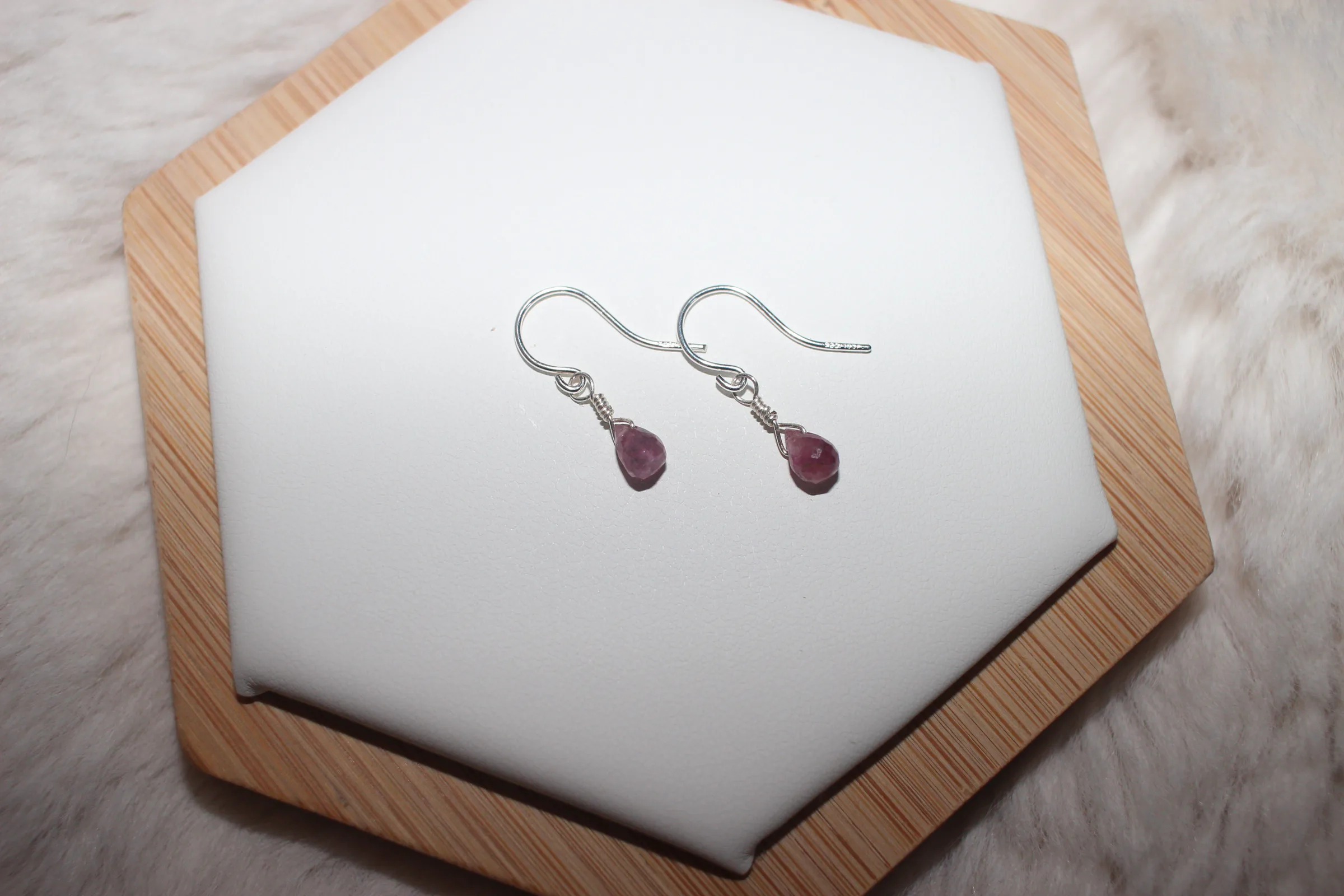 Pink Tourmaline Earrings Silver Filled image 1