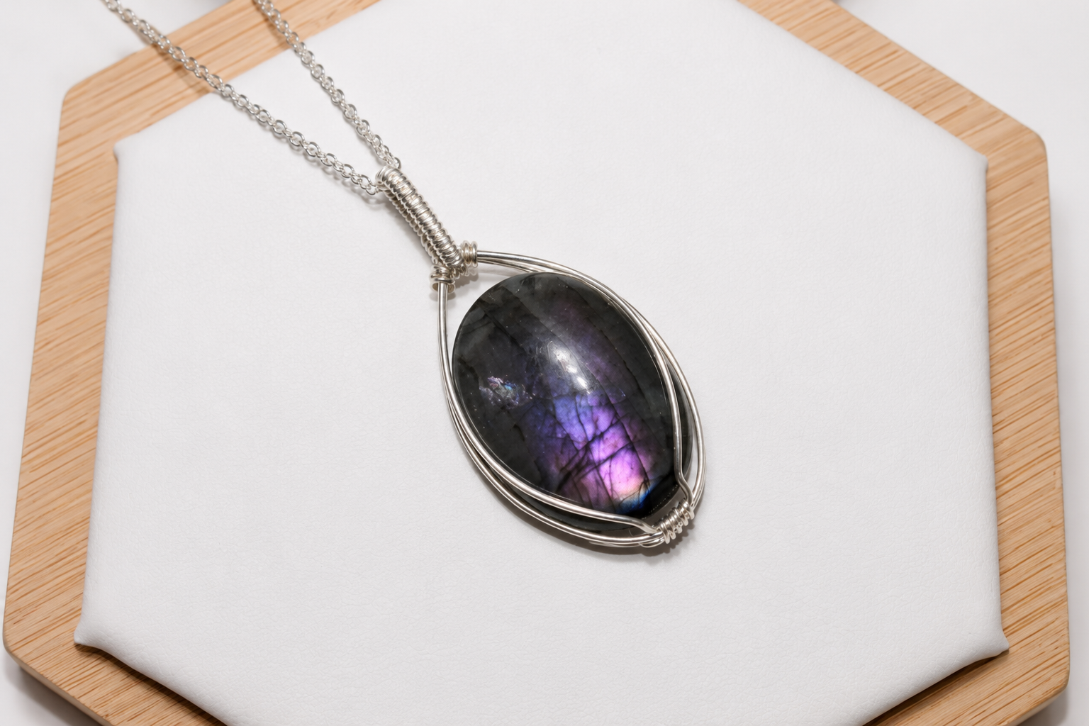 Purple Labradorite Necklace Argentium Sterling Silver image 1