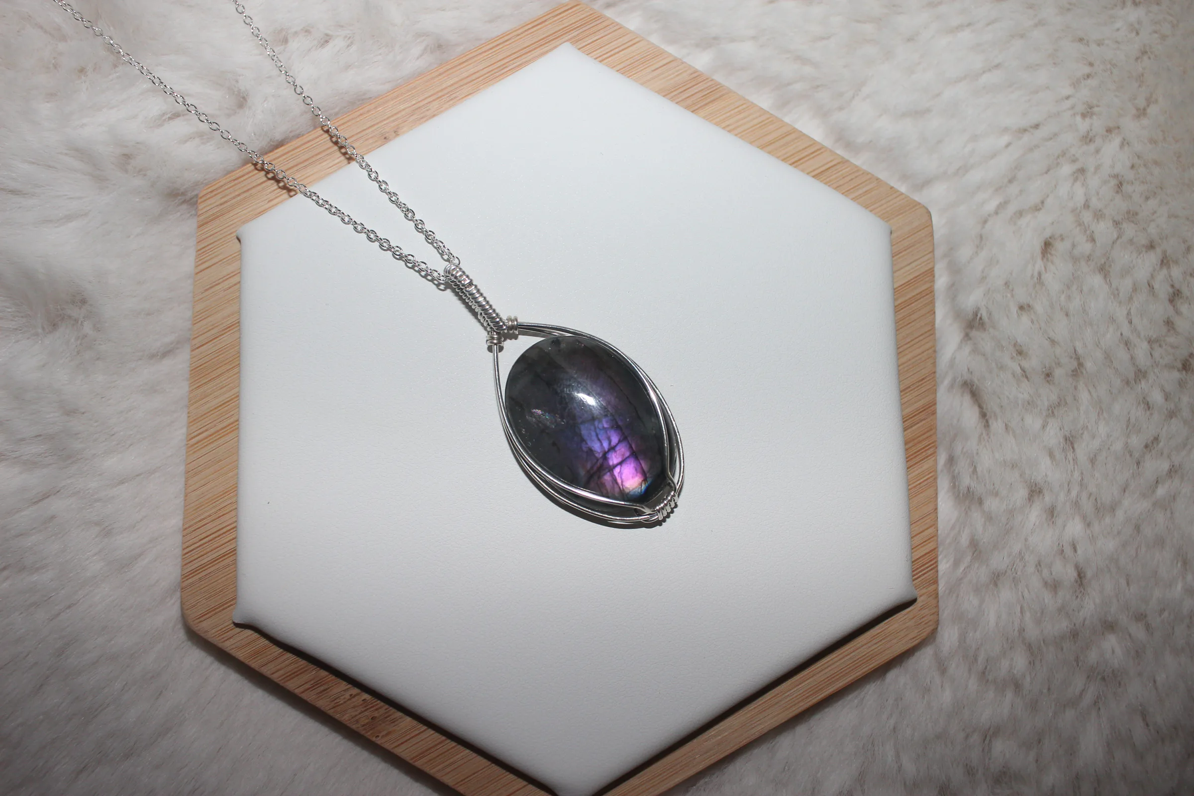 Purple Labradorite Necklace Argentium Sterling Silver image 2