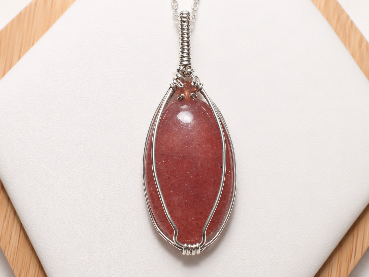 Strawberry Quartz Tourmaline Necklace Argentium Sterling Silver image 1