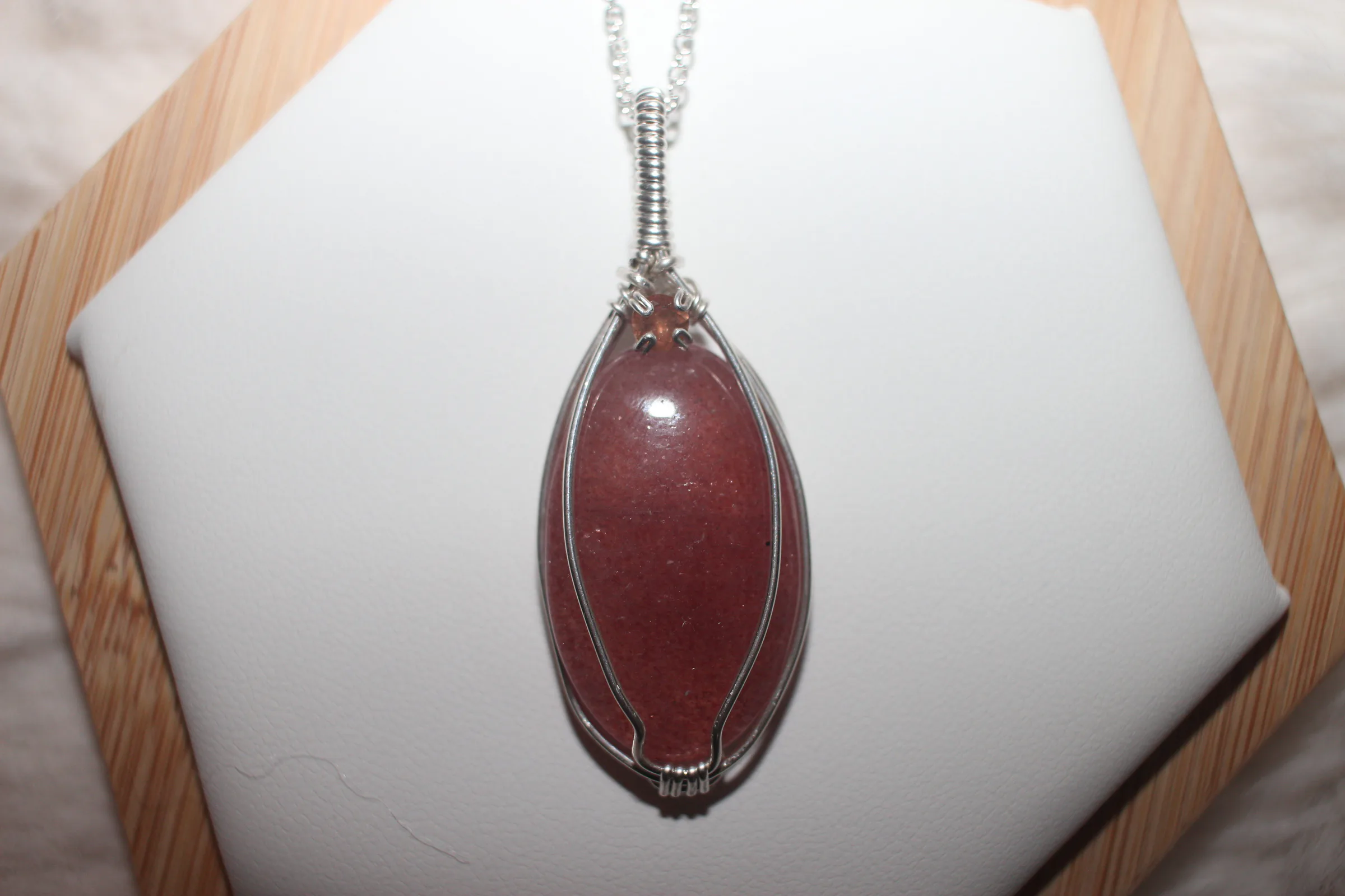 Strawberry Quartz Tourmaline Necklace Argentium Sterling Silver image 2