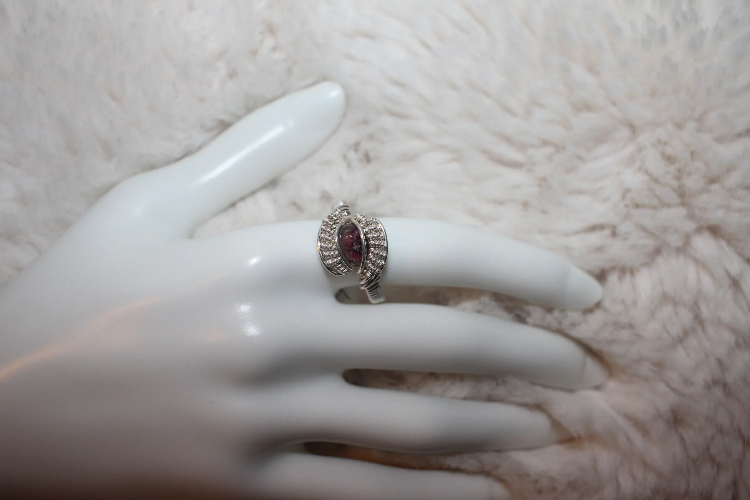 Dark Pink Tourmaline Ring Argentium Sterling Silver