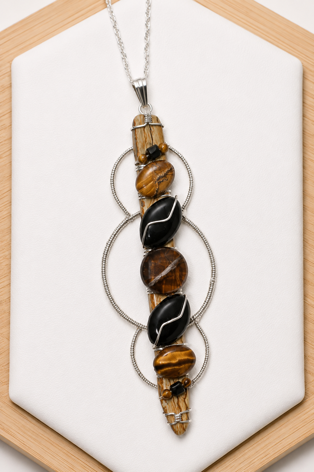 Jasper Tigers Eye Necklace Sterling Silver image 1