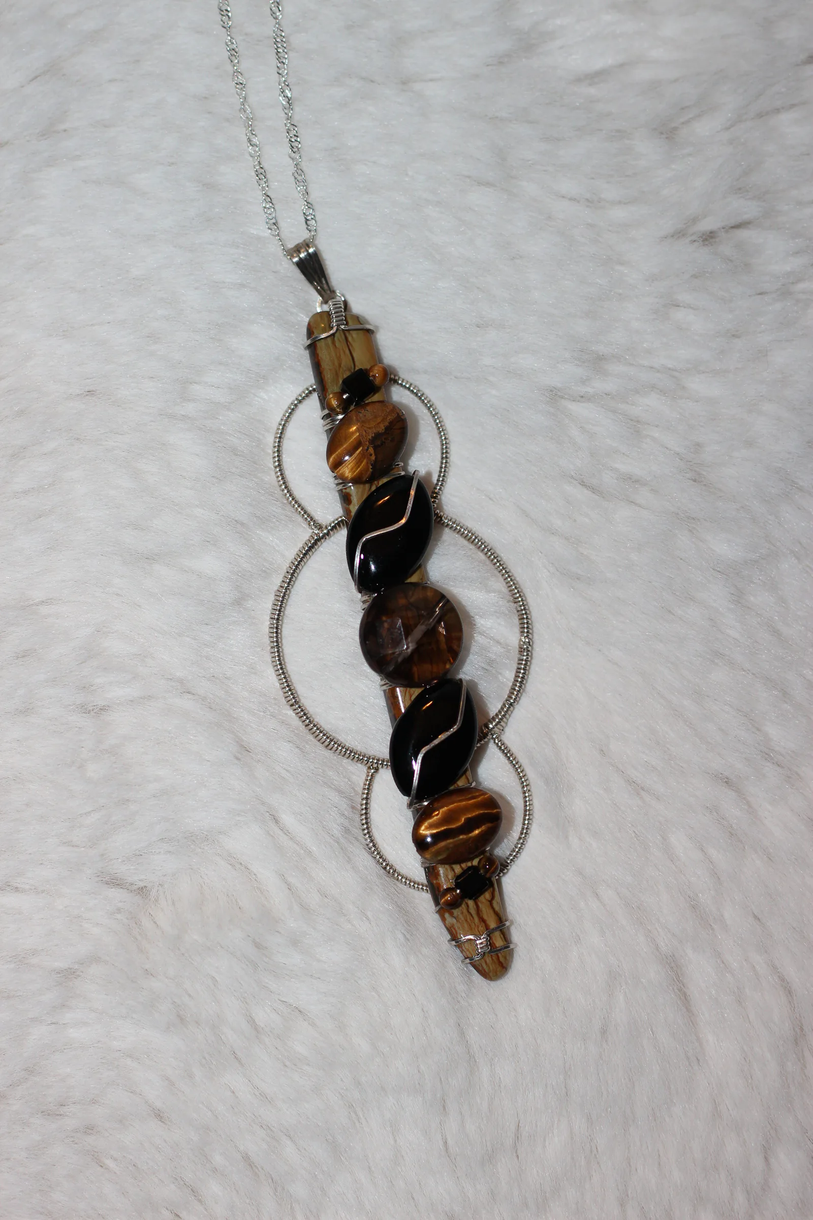 Jasper Tigers Eye Necklace Sterling Silver image 2