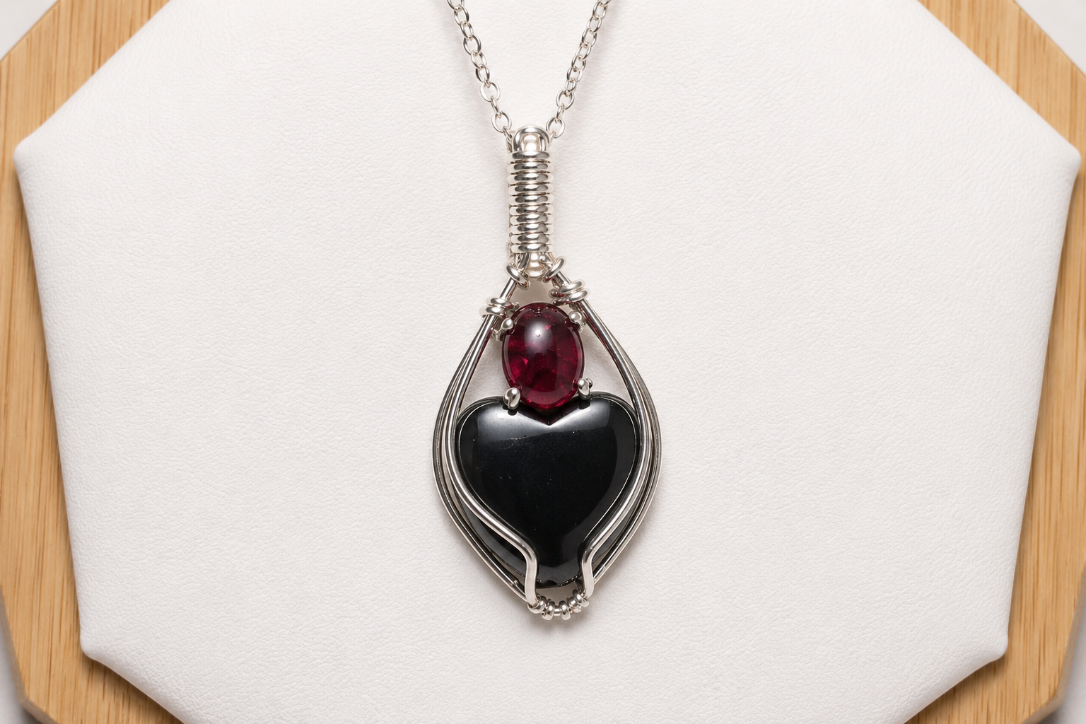 Hematite Heart Necklace Argentium Sterling Silver image 1