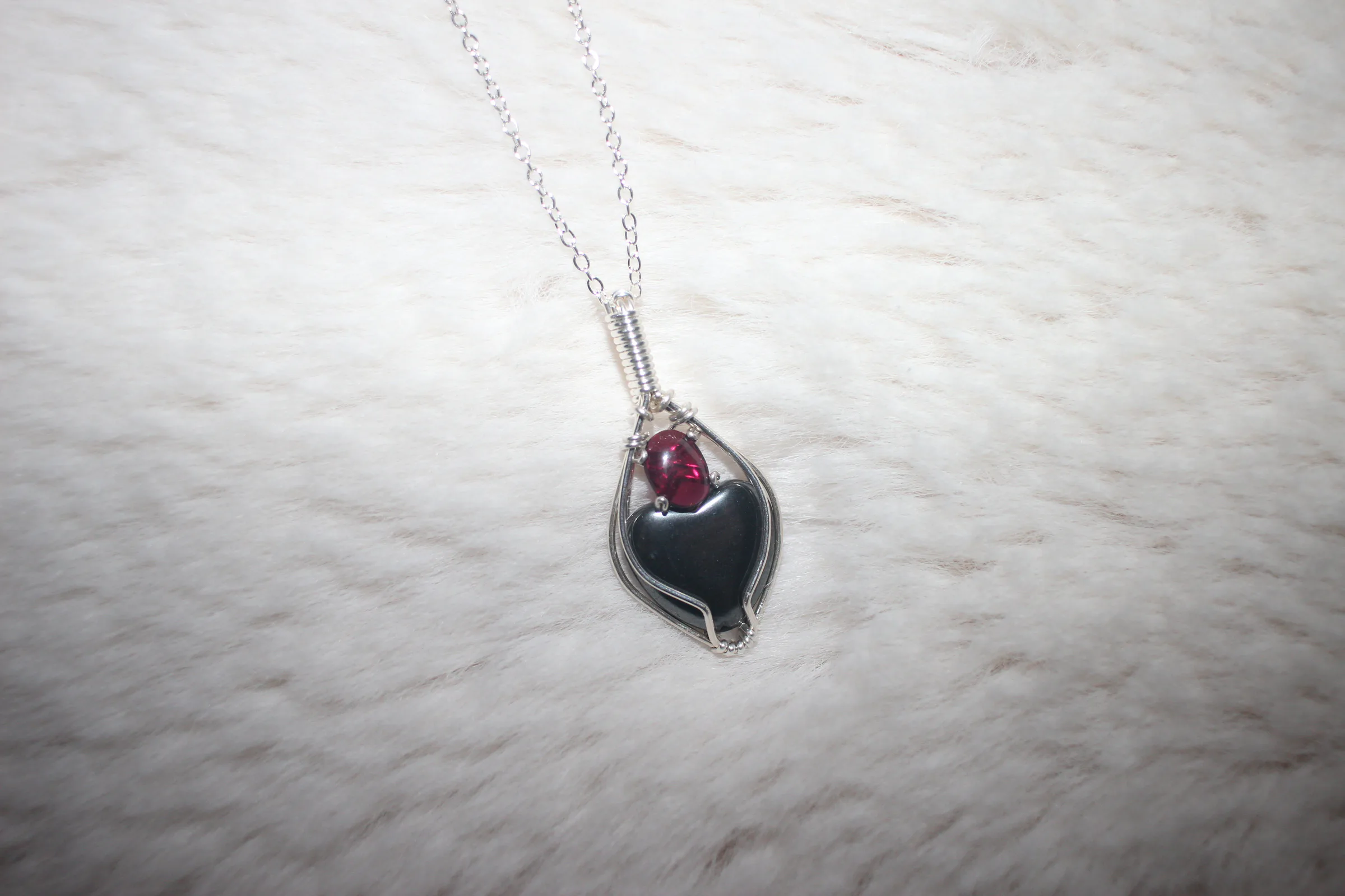 Hematite Heart Necklace Argentium Sterling Silver image 2