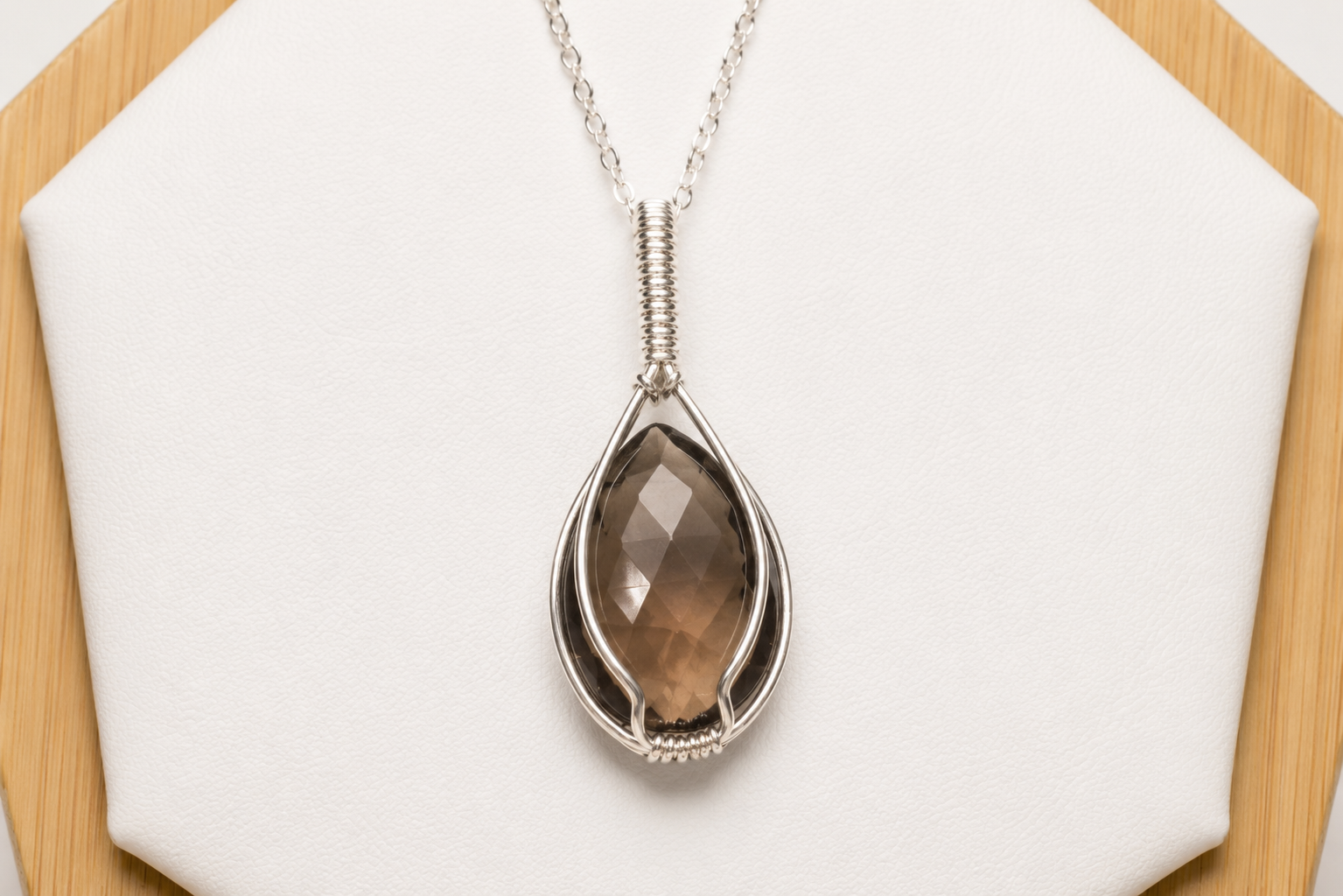 Smokey Quartz Necklace Argentium Sterling Silver image 1