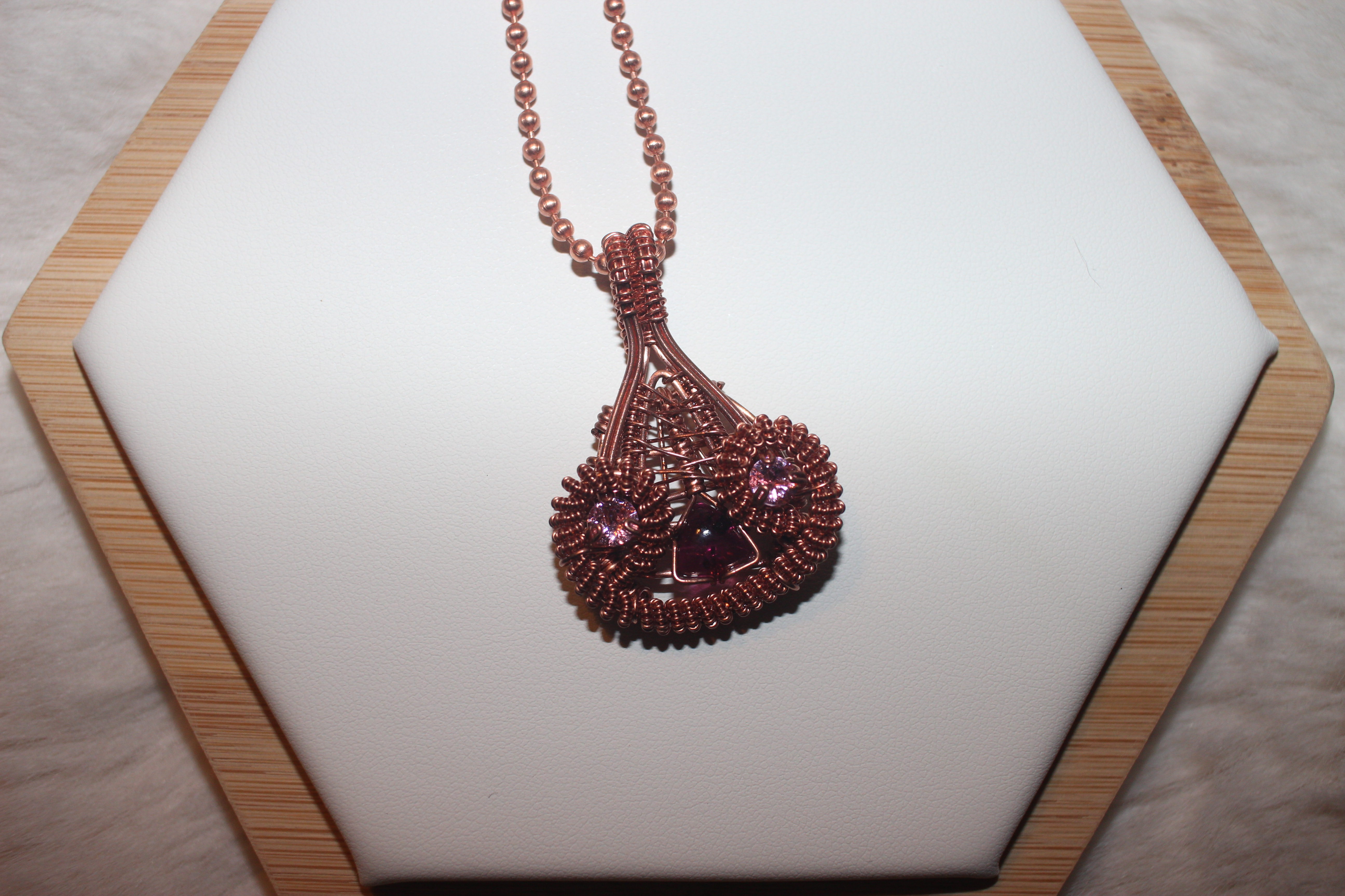 Pink Tourmaline Necklace Copper image 1