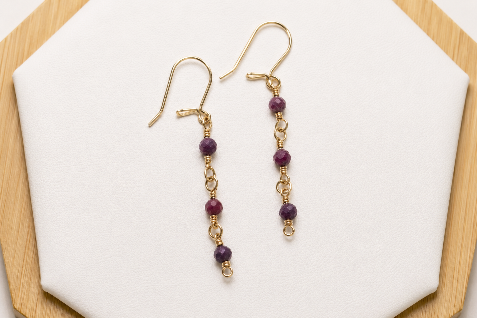 Ruby Earrings Gold Filled image 1