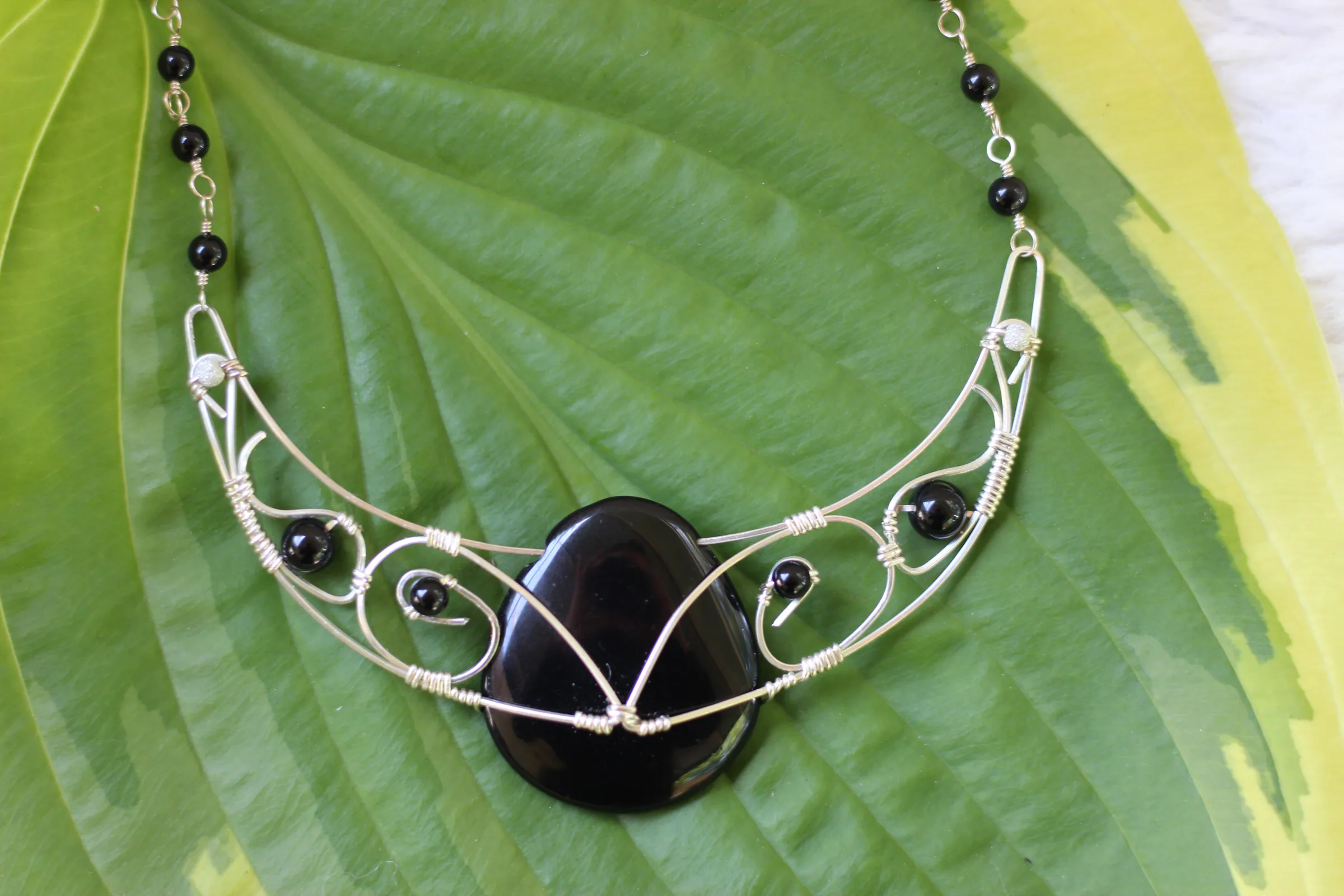 Onyx Necklace Sterling Silver image 1