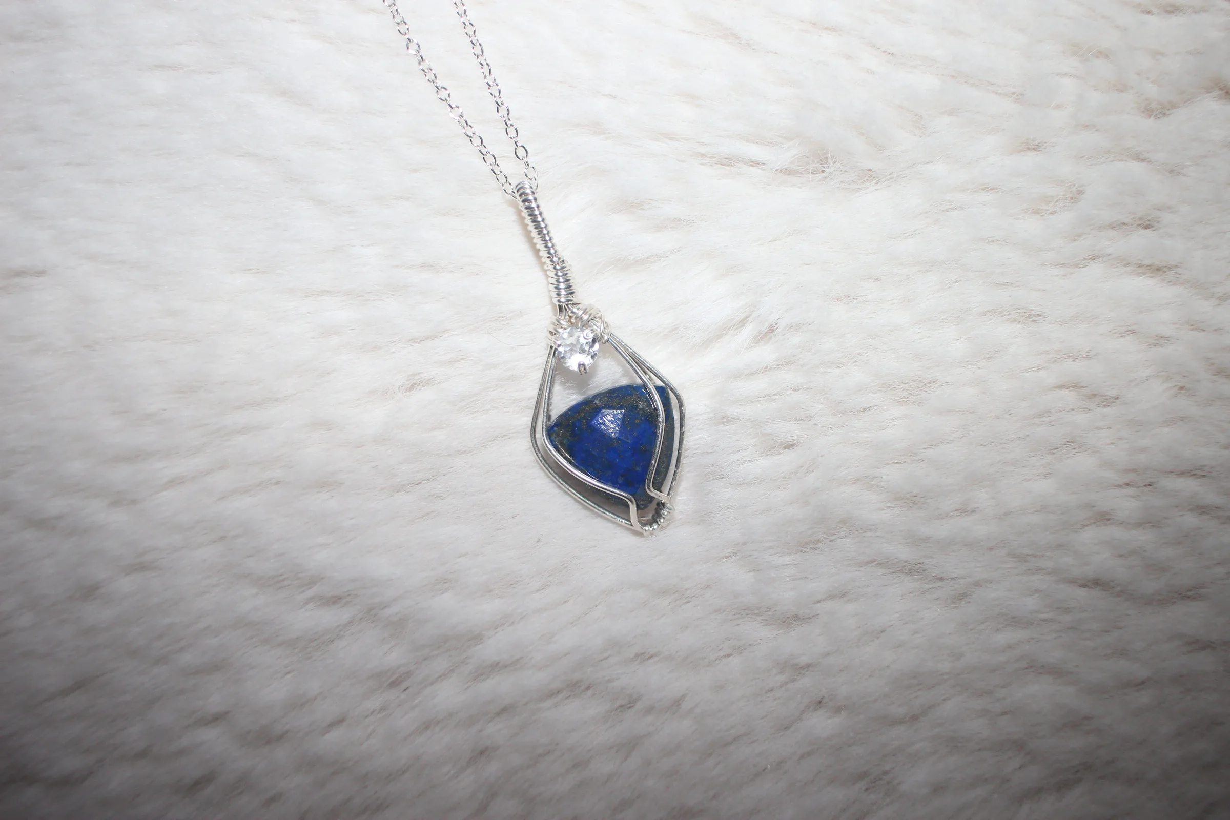 Lapis Aquamarine Necklace Argentium Sterling Silver image 1