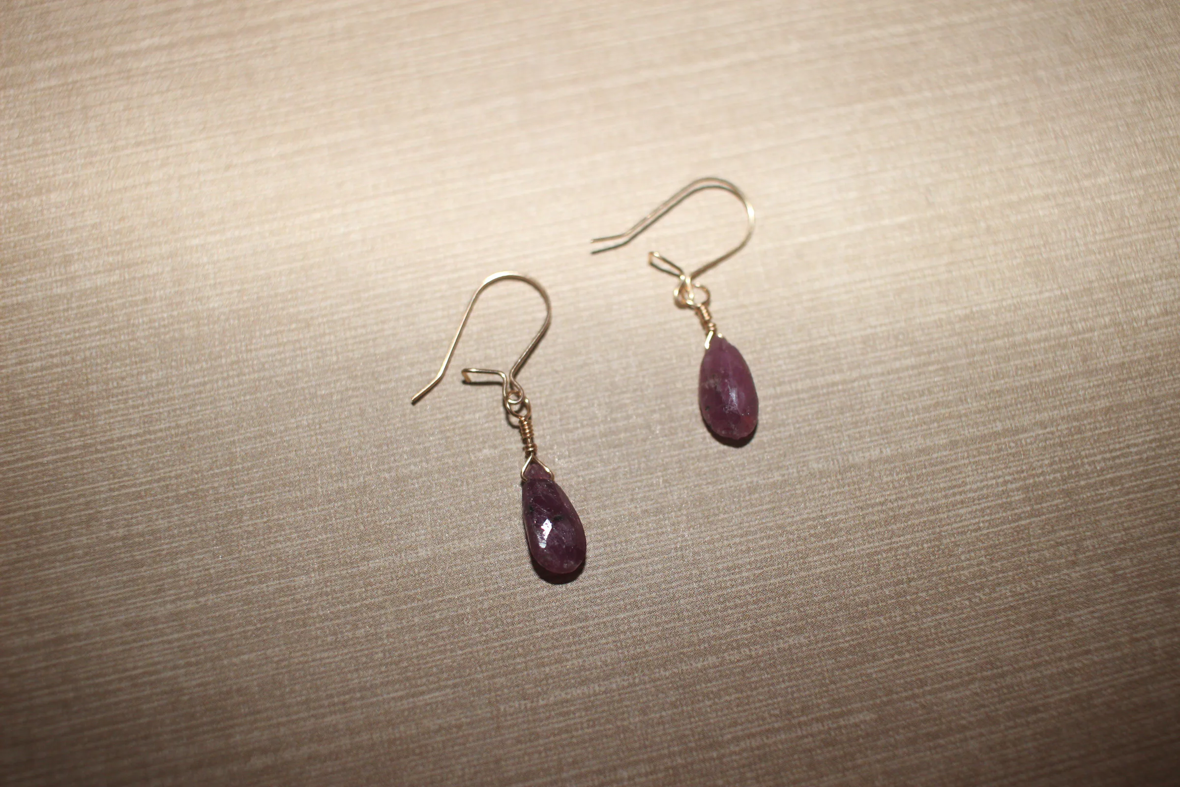 Ruby Teardrops Earrings Gold Filled image 1