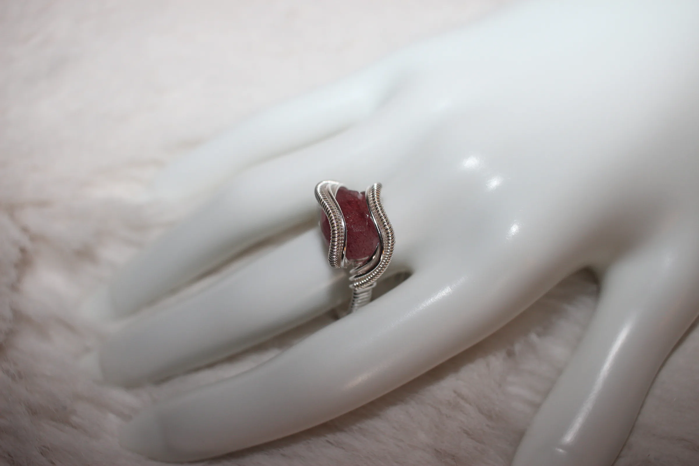 Strawberry Quartz Ring Silver Filled image 1
