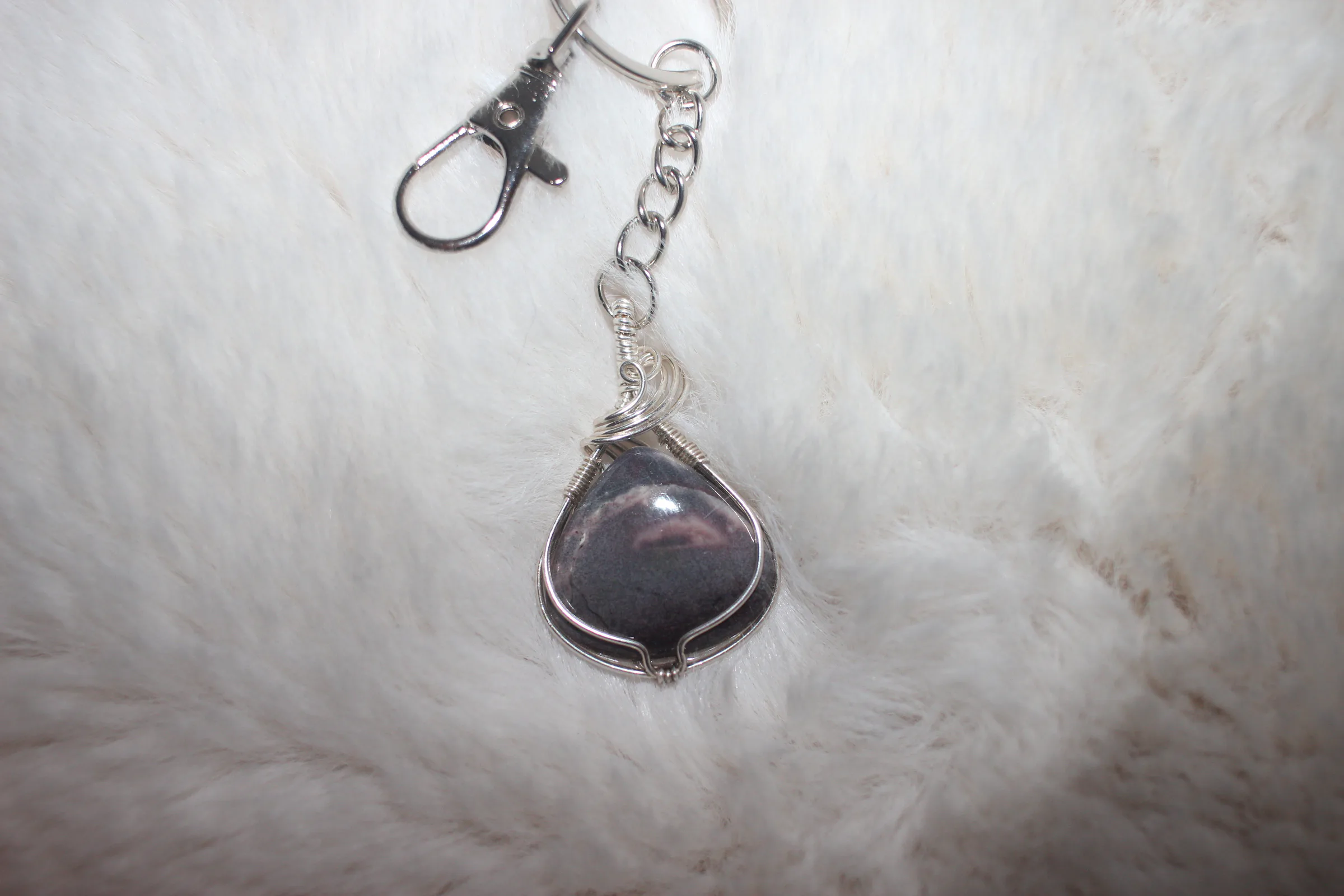 Porcelain Jasper Key-chain Silver Filled image 1
