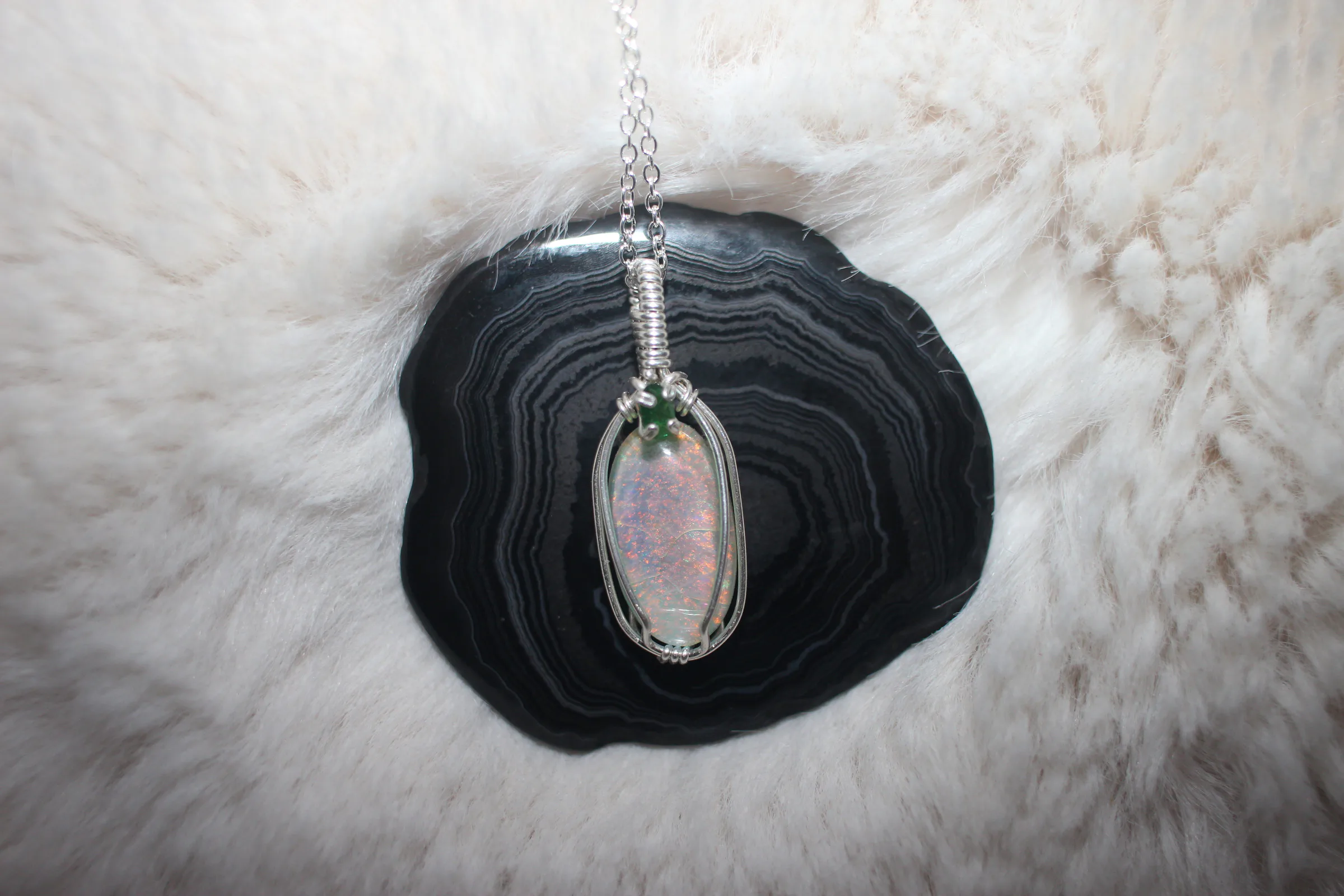 Monarch Opal Tourmaline Necklace Argentium Sterling Silver image 1