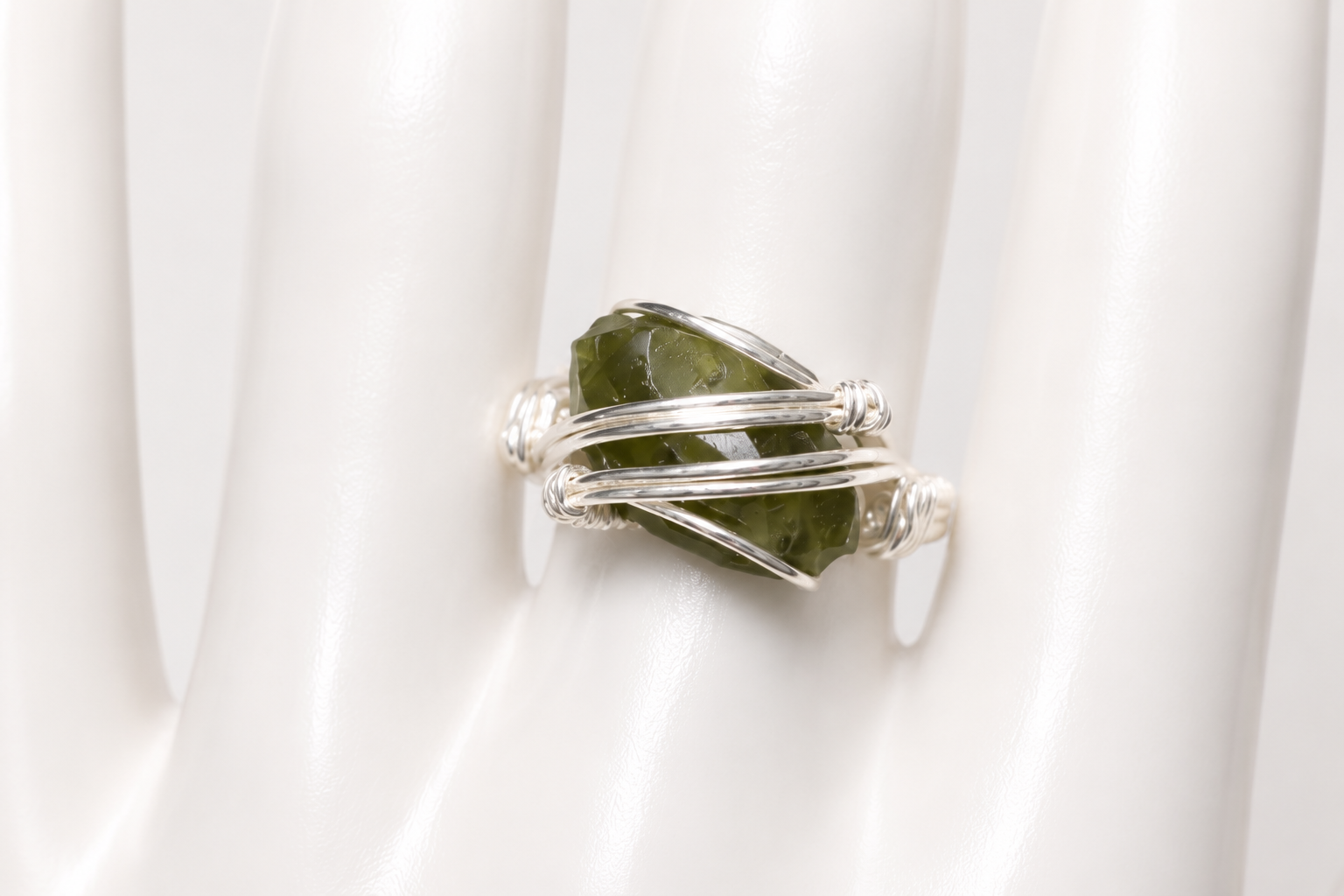Green Garnet Ring Silver Filled image 1