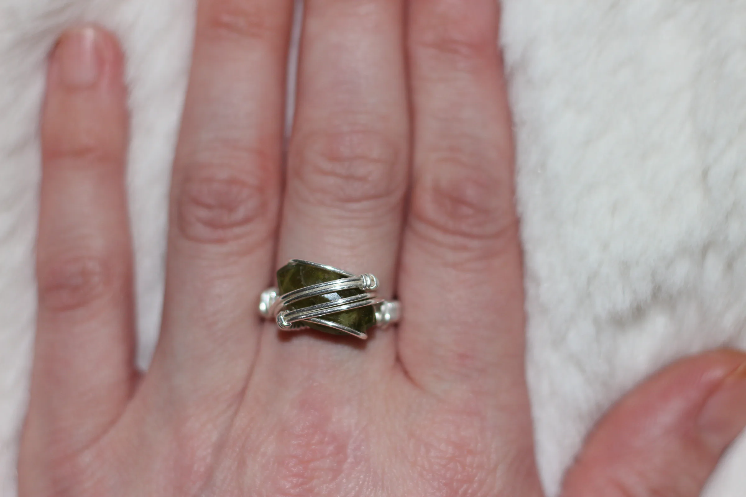 Green Garnet Ring Silver Filled image 2