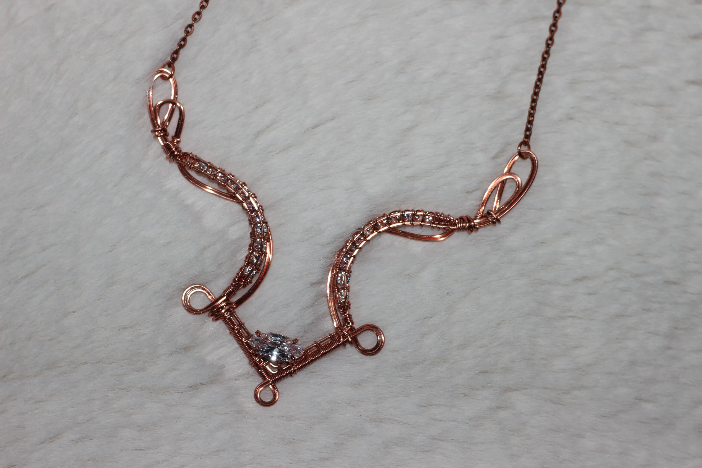 Cubic Zirconia Necklace Copper image 1