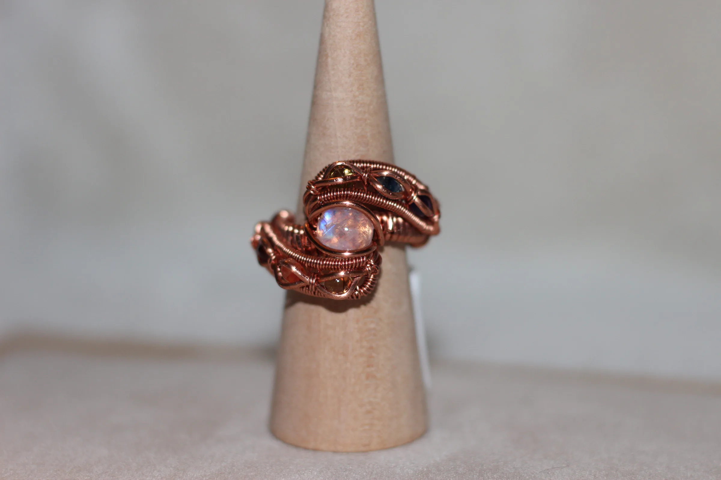 Moonstone Rainbow Ring Copper image 1