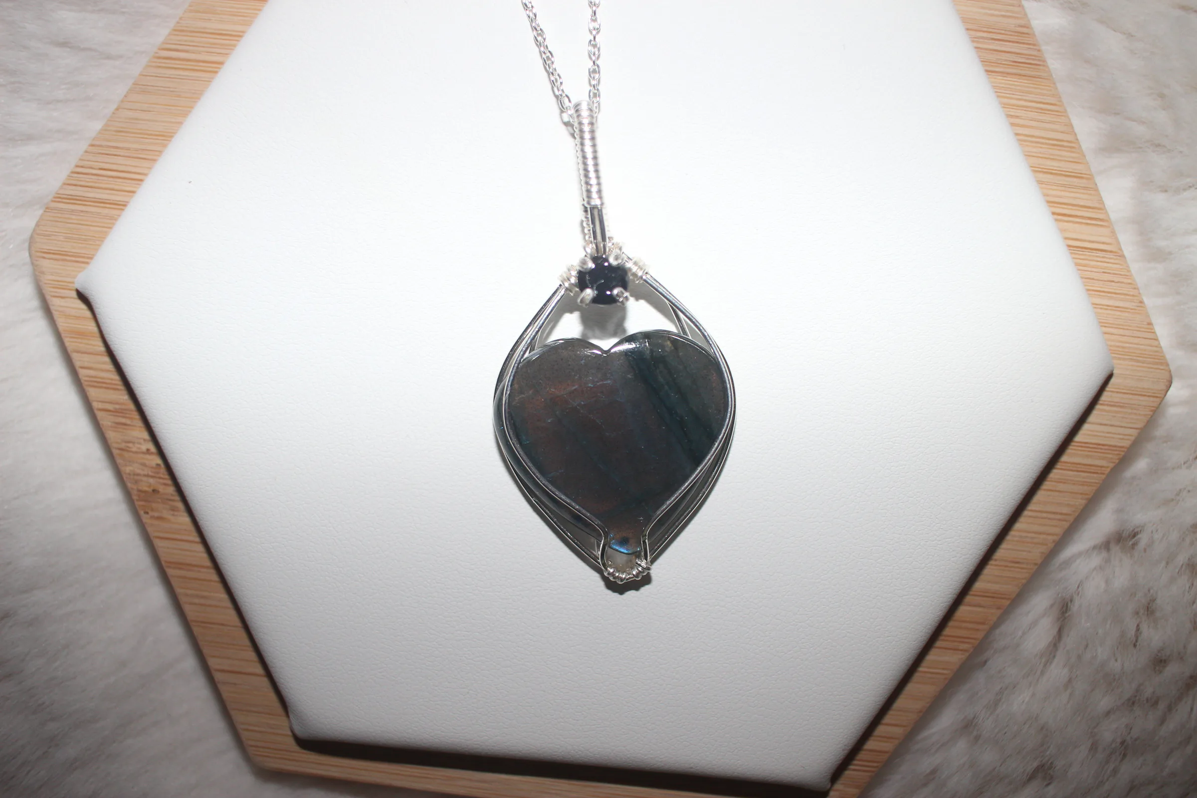 Labradorite Heart Necklace Silver Filled image 1