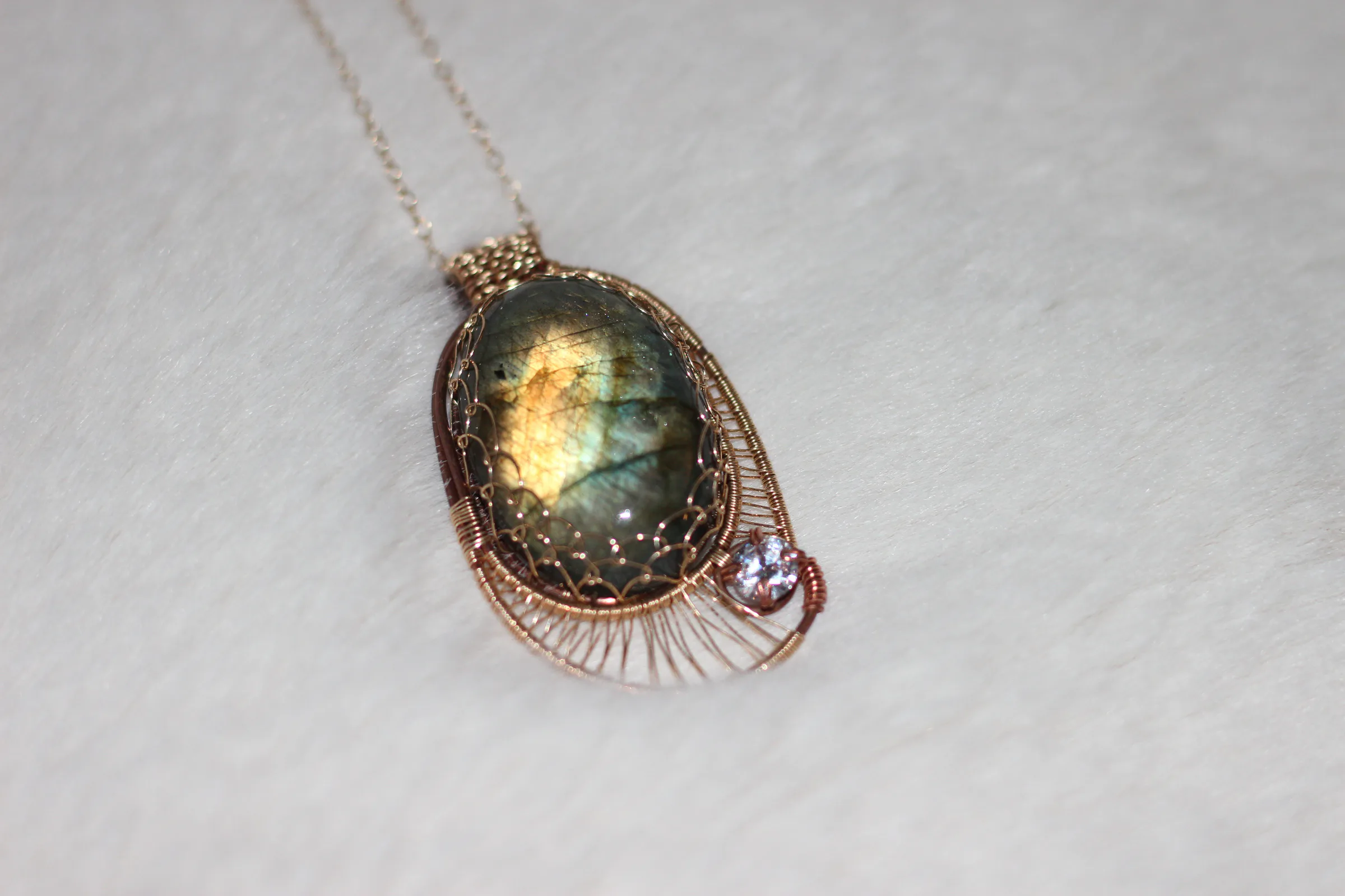 Labradorite Necklace Copper and Gold Filled image 1