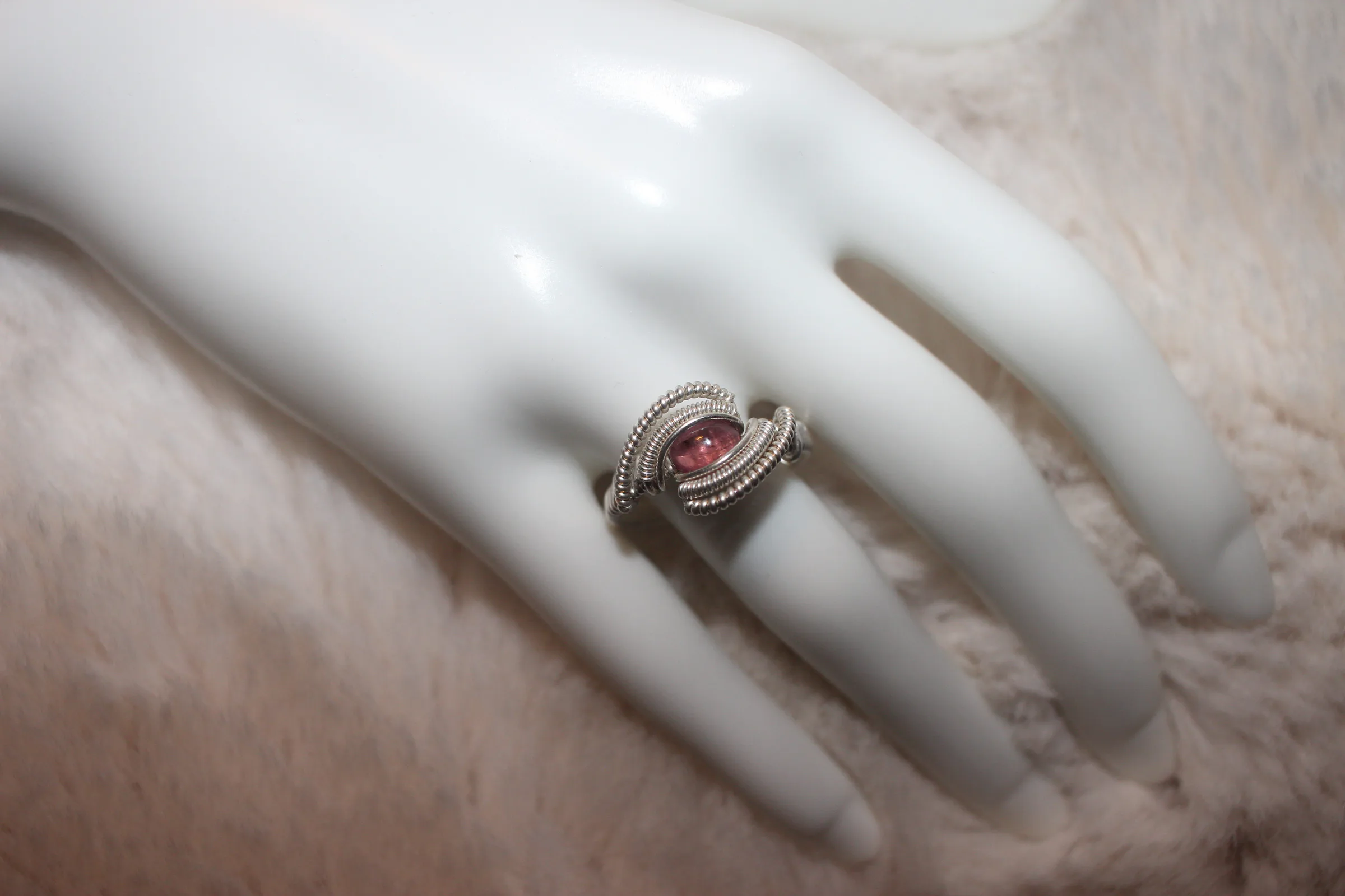 Pink Tourmaline Ring Argentium Sterling Silver