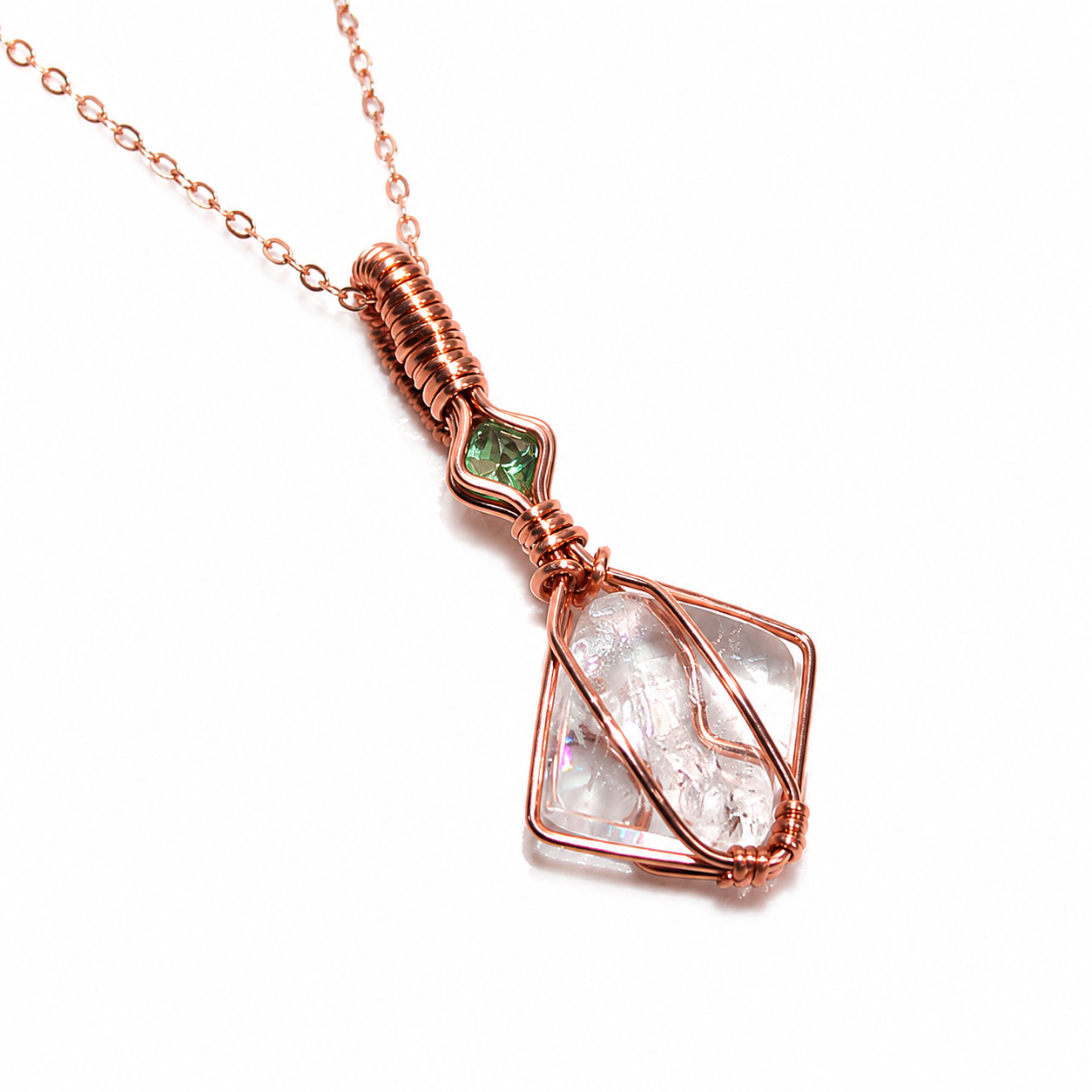 Clear Quartz Tourmaline Necklace Copper image 1