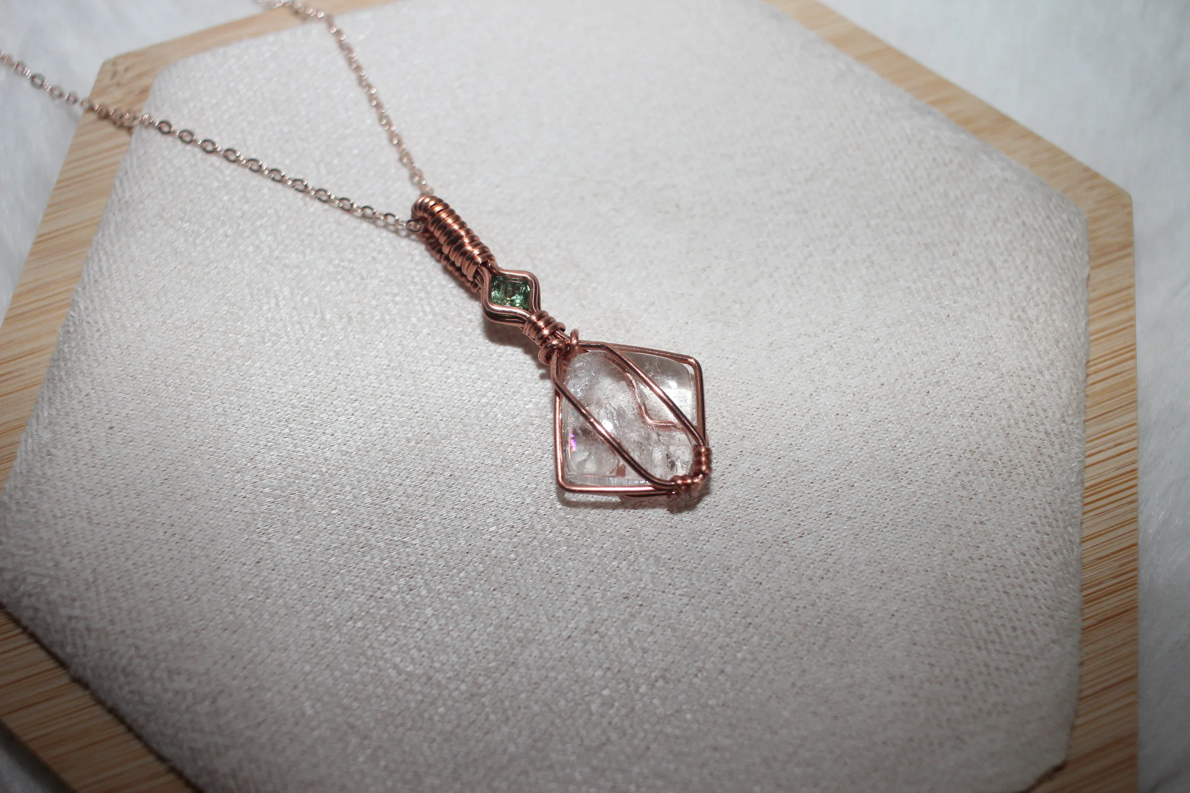Clear Quartz Tourmaline Necklace Copper image 2