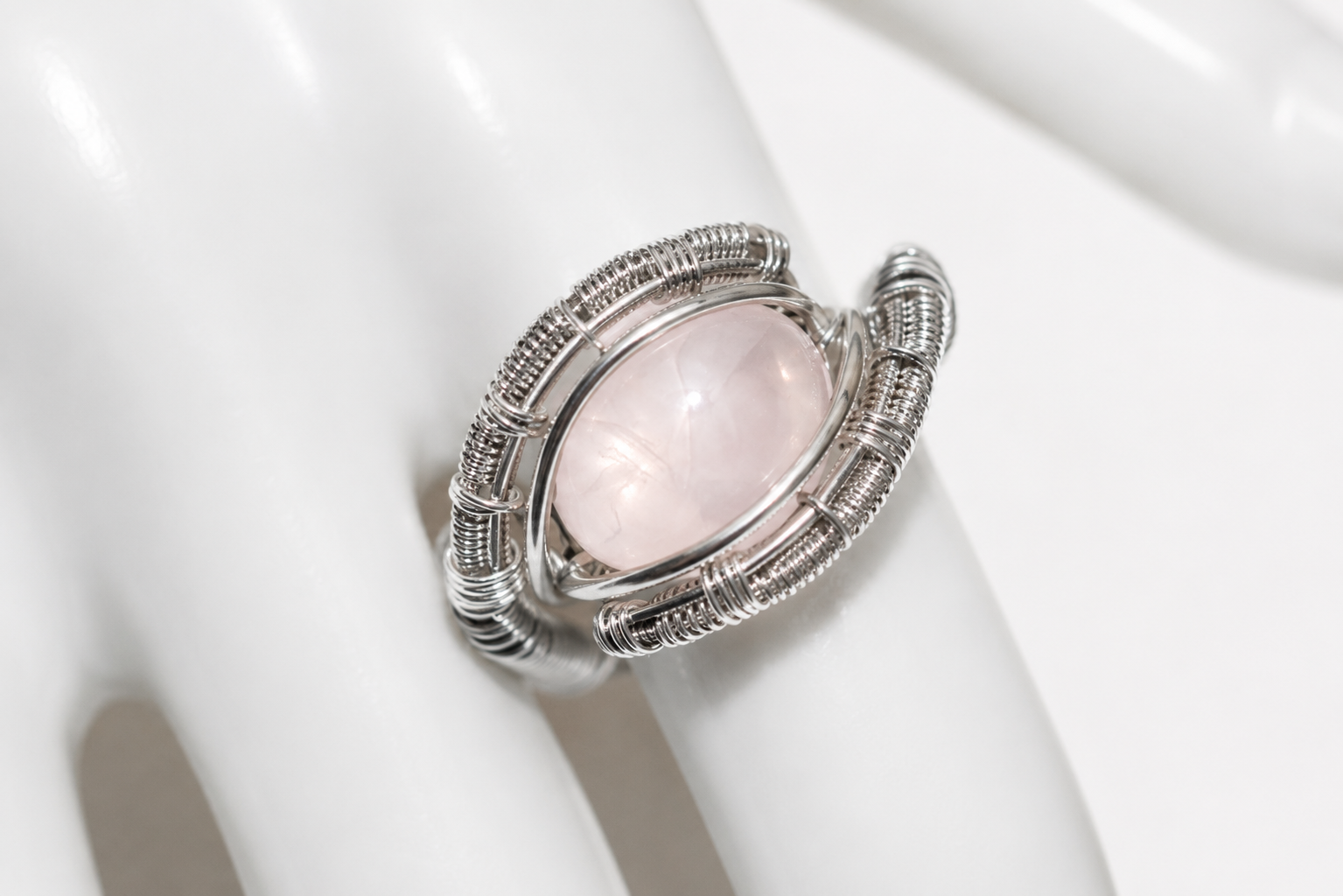 Rose Quartz Ring Argentium Sterling Silver image 1