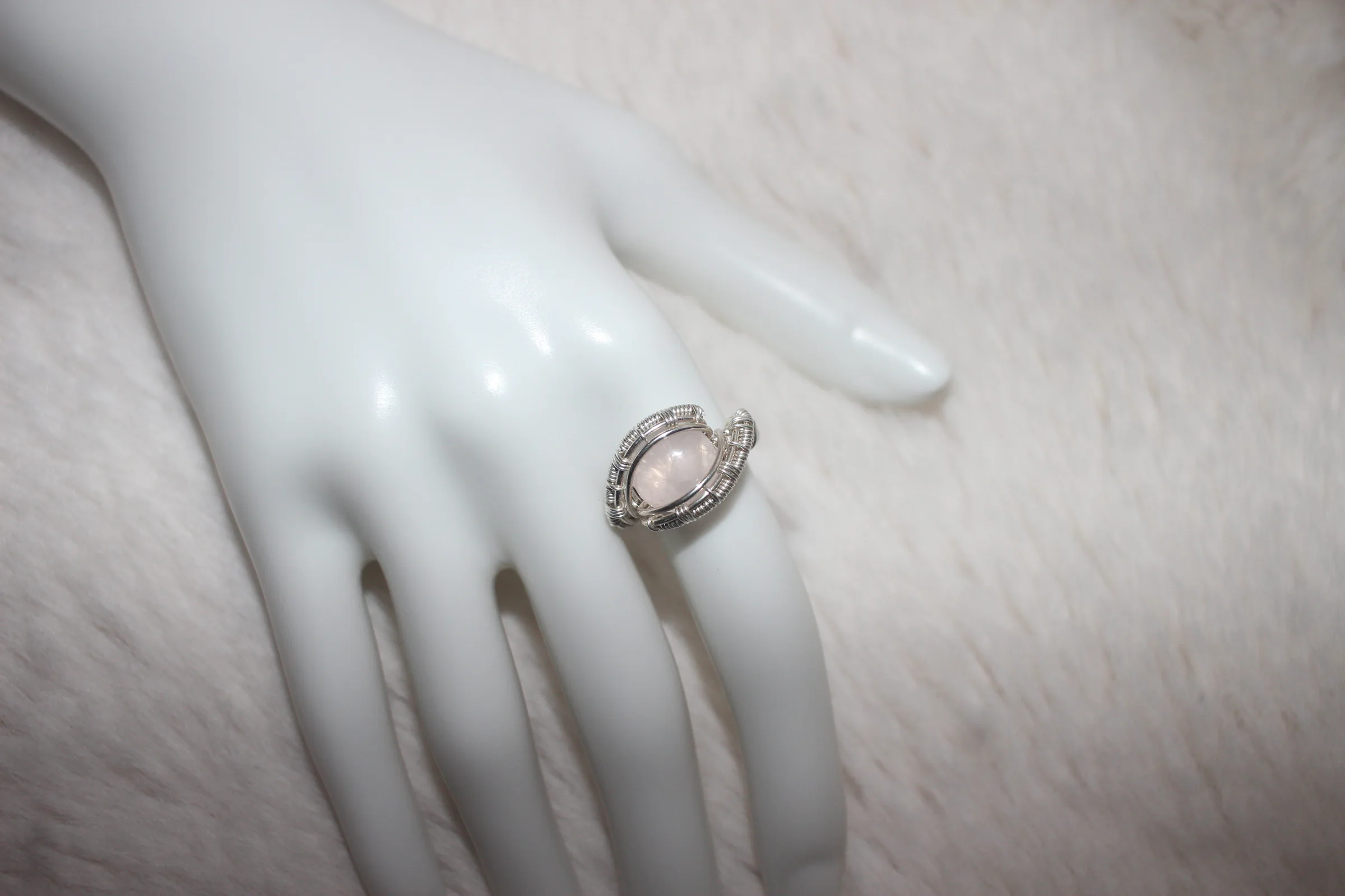 Rose Quartz Ring Argentium Sterling Silver image 2