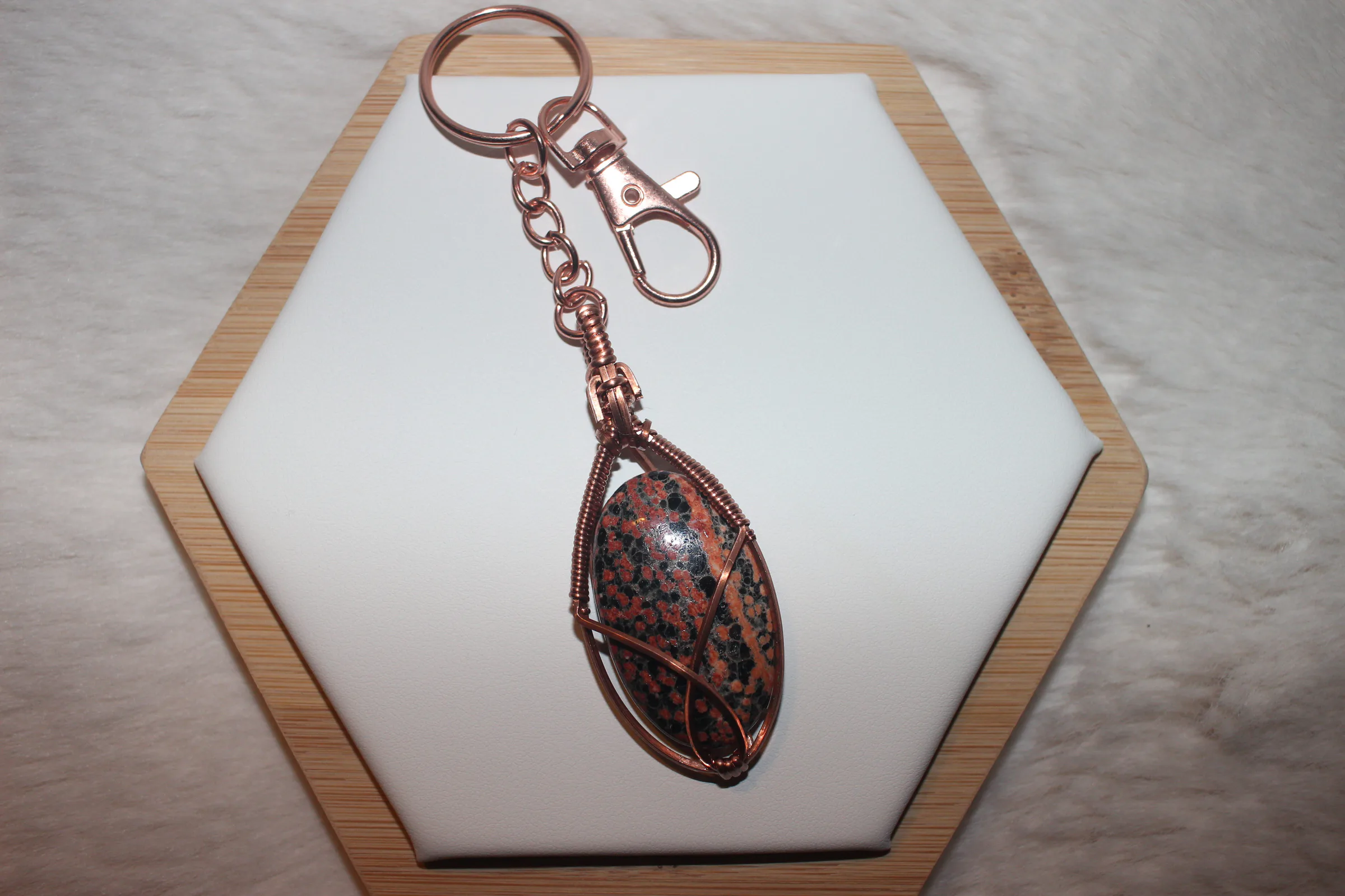 Flower Obsidian Key-chain Copper image 1