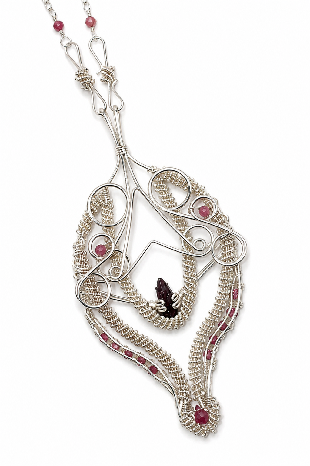 Pink Tourmaline Ruby Necklace Silver Filled image 1