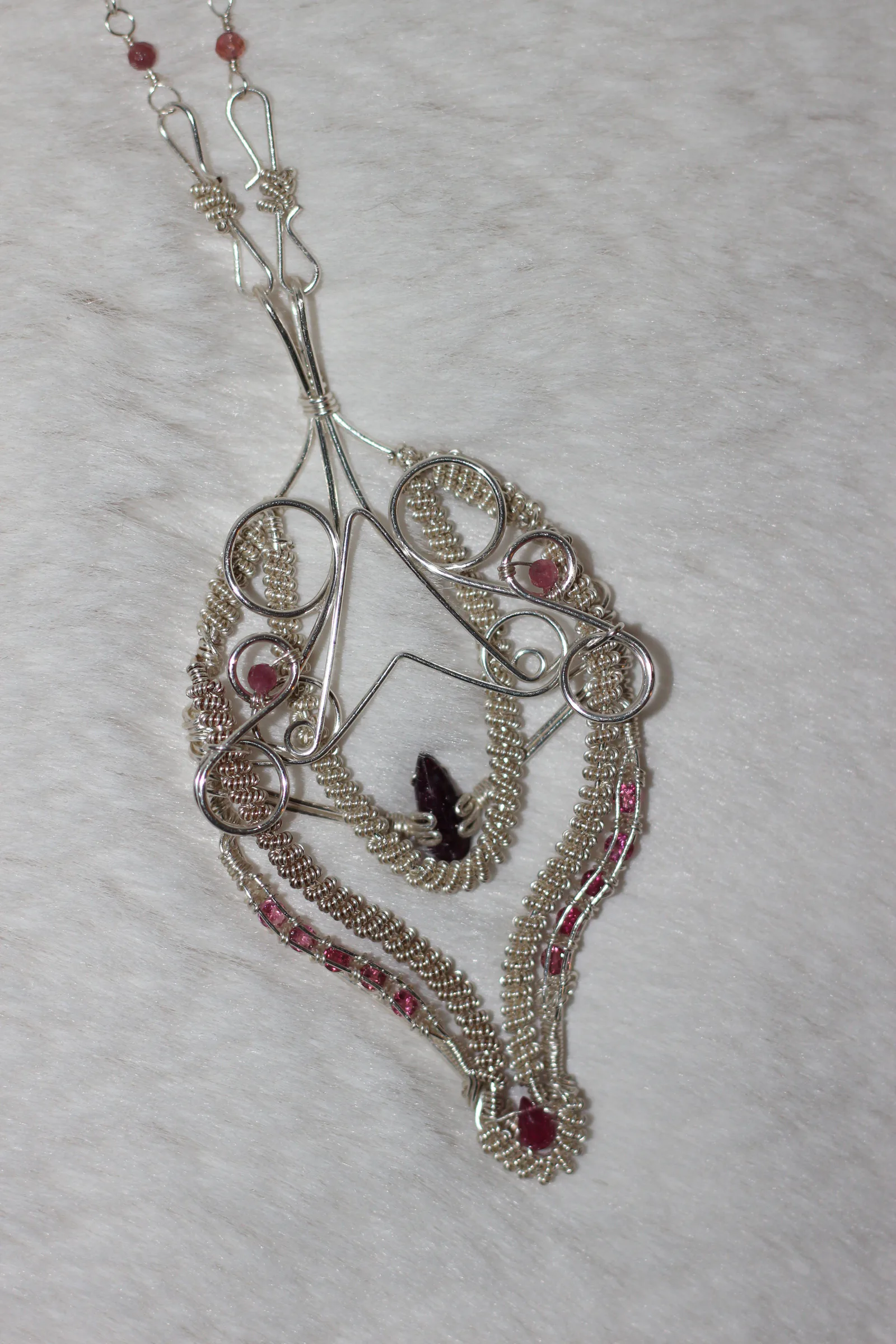 Pink Tourmaline Ruby Necklace Silver Filled image 2